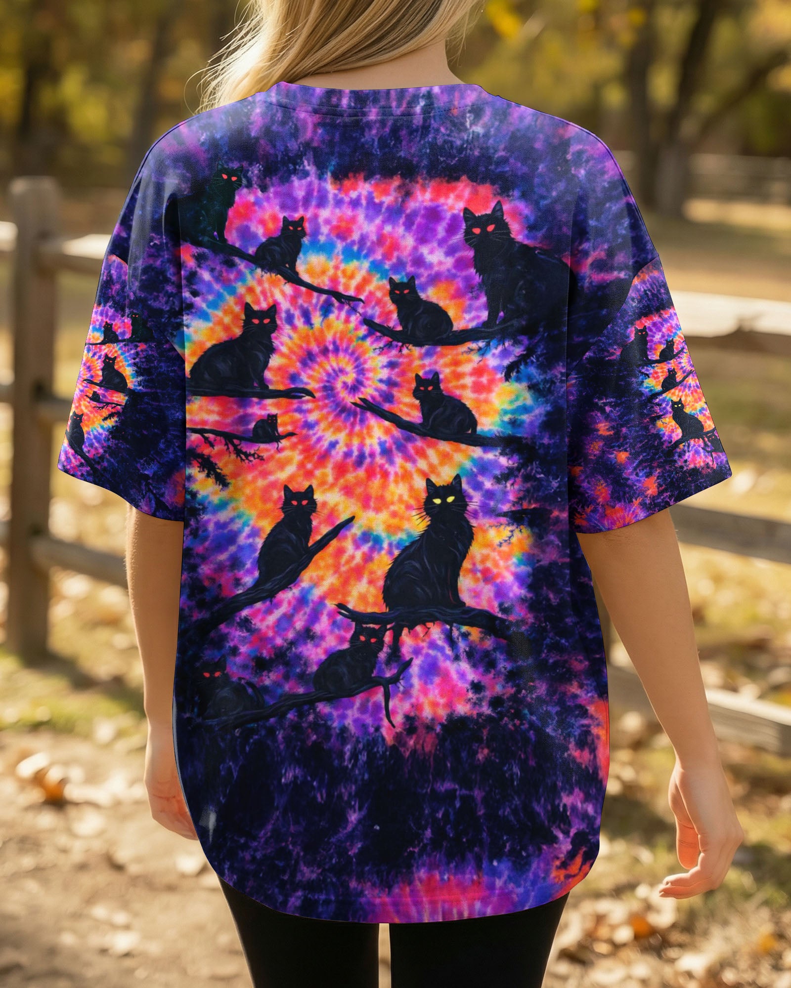 BLACK CAT IN THE DARK SWIRL ALL OVER PRINT - TLNO1201261