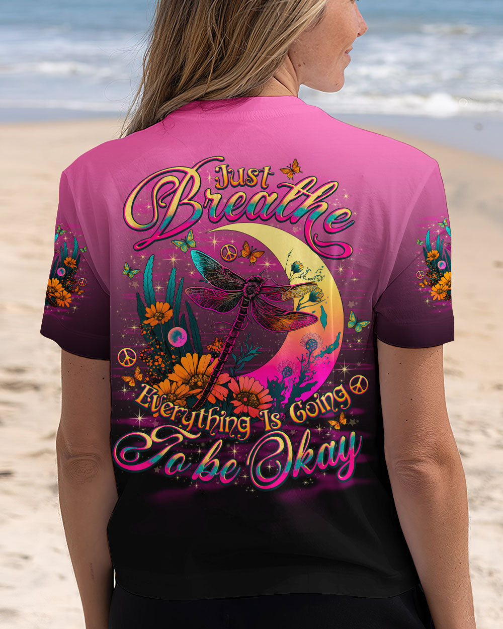 JUST BREATHE DRAGONFLY MOON ALL OVER PRINT  - TLNO1203253