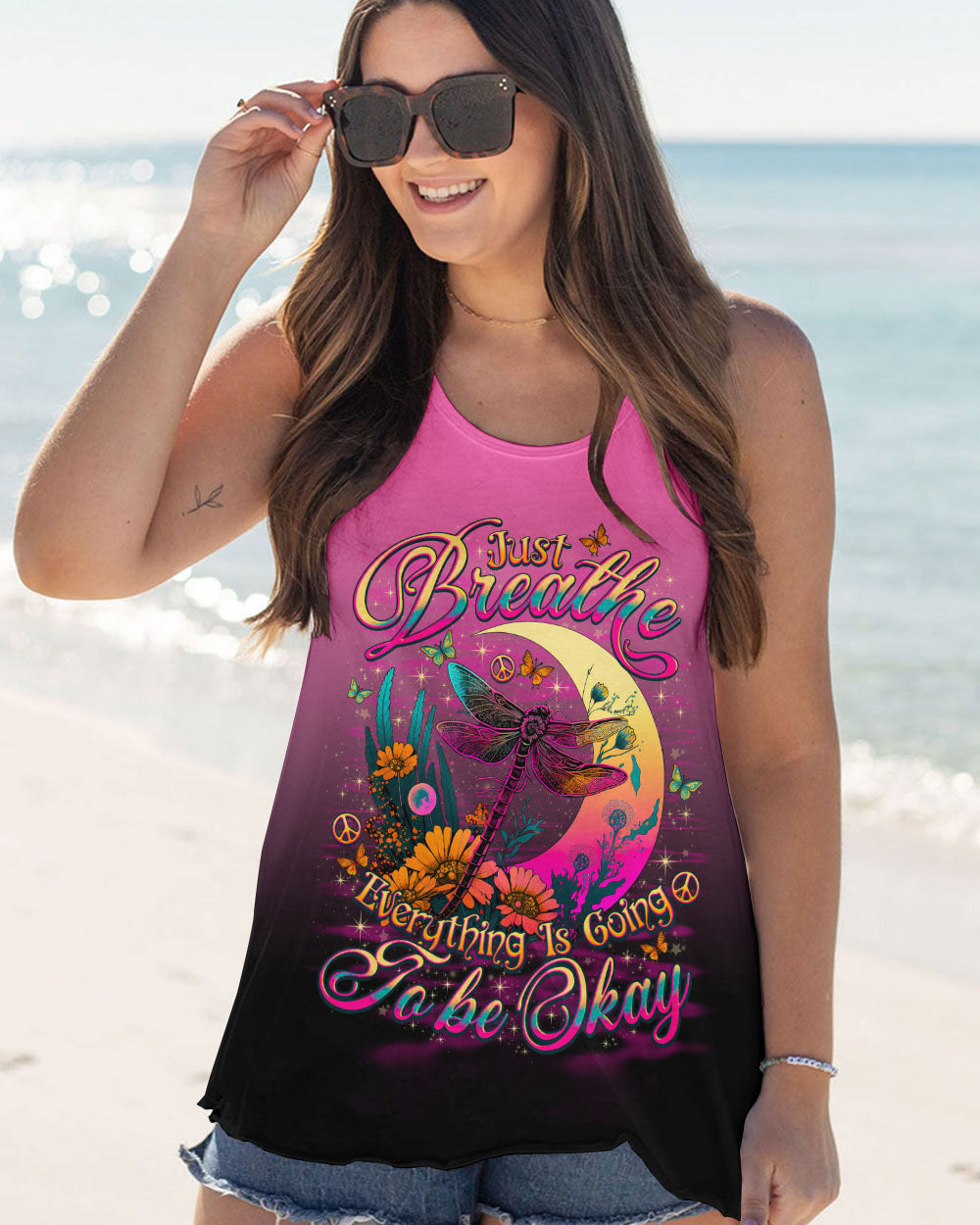 JUST BREATHE DRAGONFLY MOON ALL OVER PRINT  - TLNO1203253