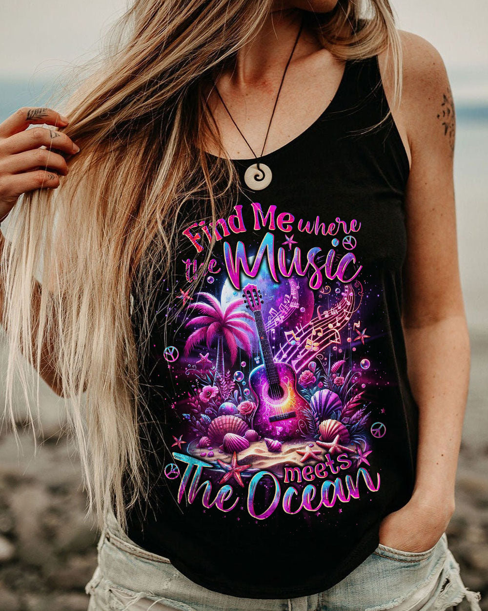FIND ME WHERE THE MUSIC MEETS THE OCEAN GUITAR ALL OVER PRINT - TLNO1212231
