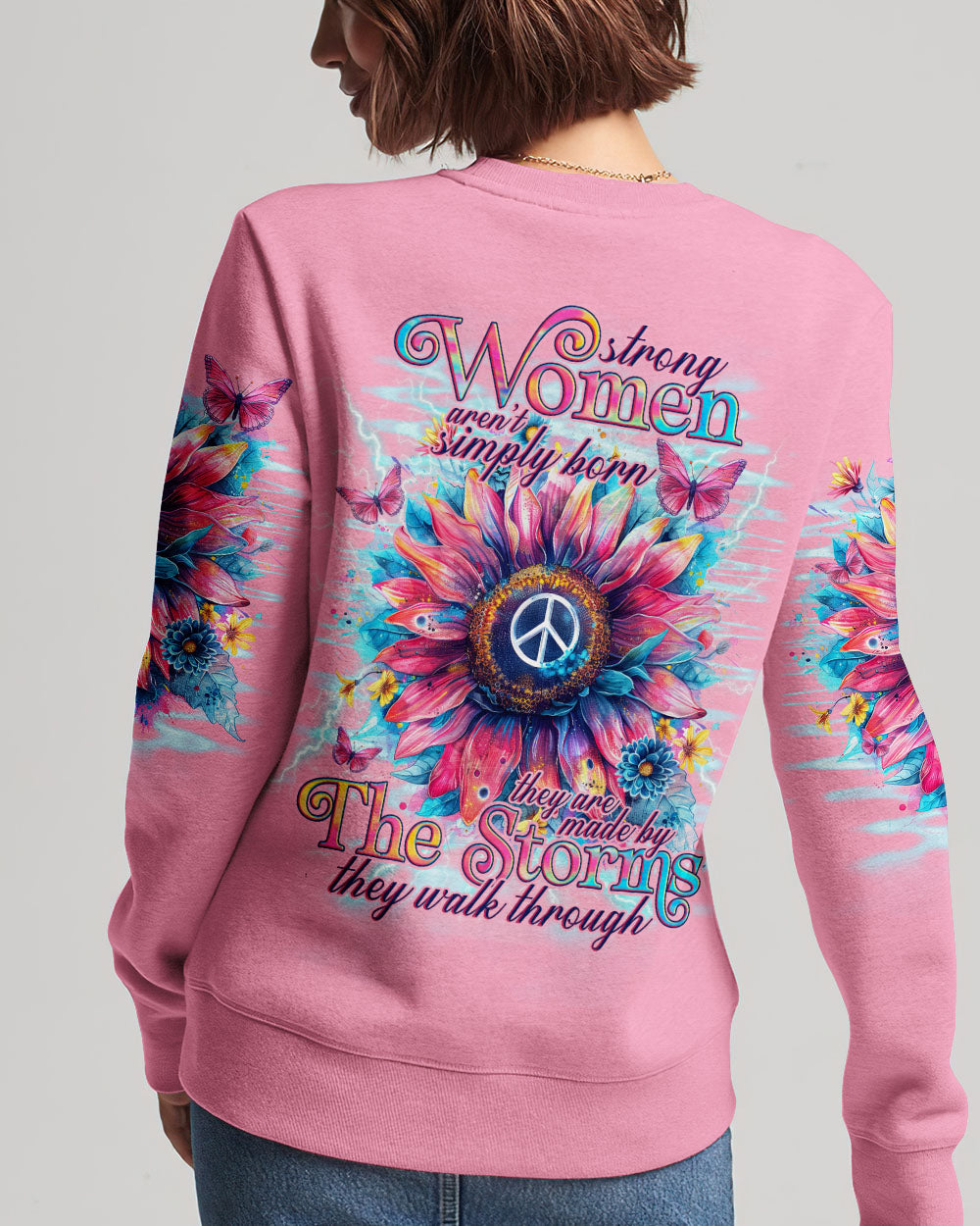 STRONG WOMEN AREN'T SIMPLY BORN SUNFLOWER ALL OVER PRINT - TLNO1603242