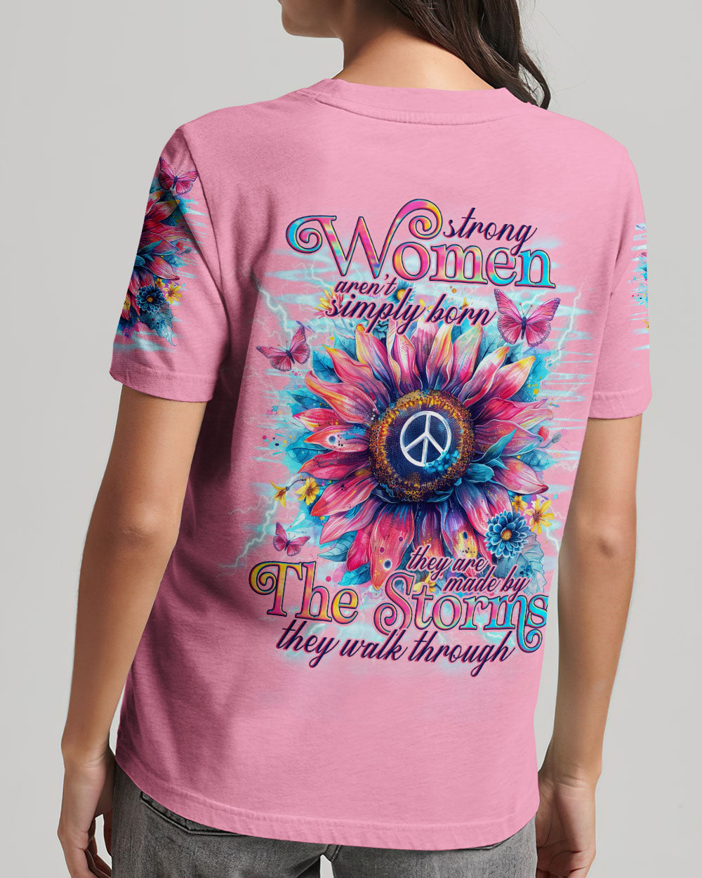 STRONG WOMEN AREN'T SIMPLY BORN SUNFLOWER ALL OVER PRINT - TLNO1603242