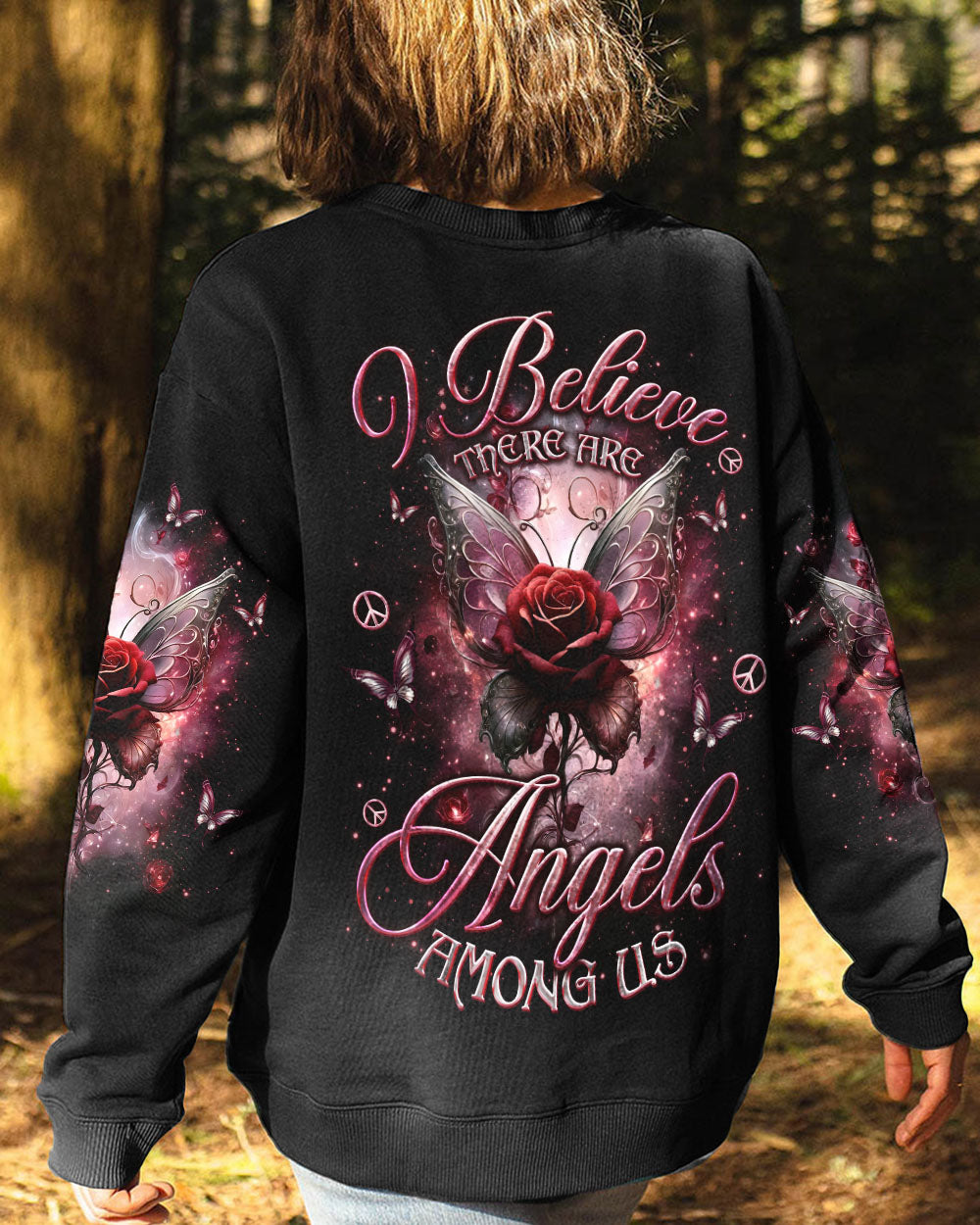 I BELIEVE THERE ARE ANGELS AMONG US WINGS ROSE ALL OVER PRINT - TLNO1712242