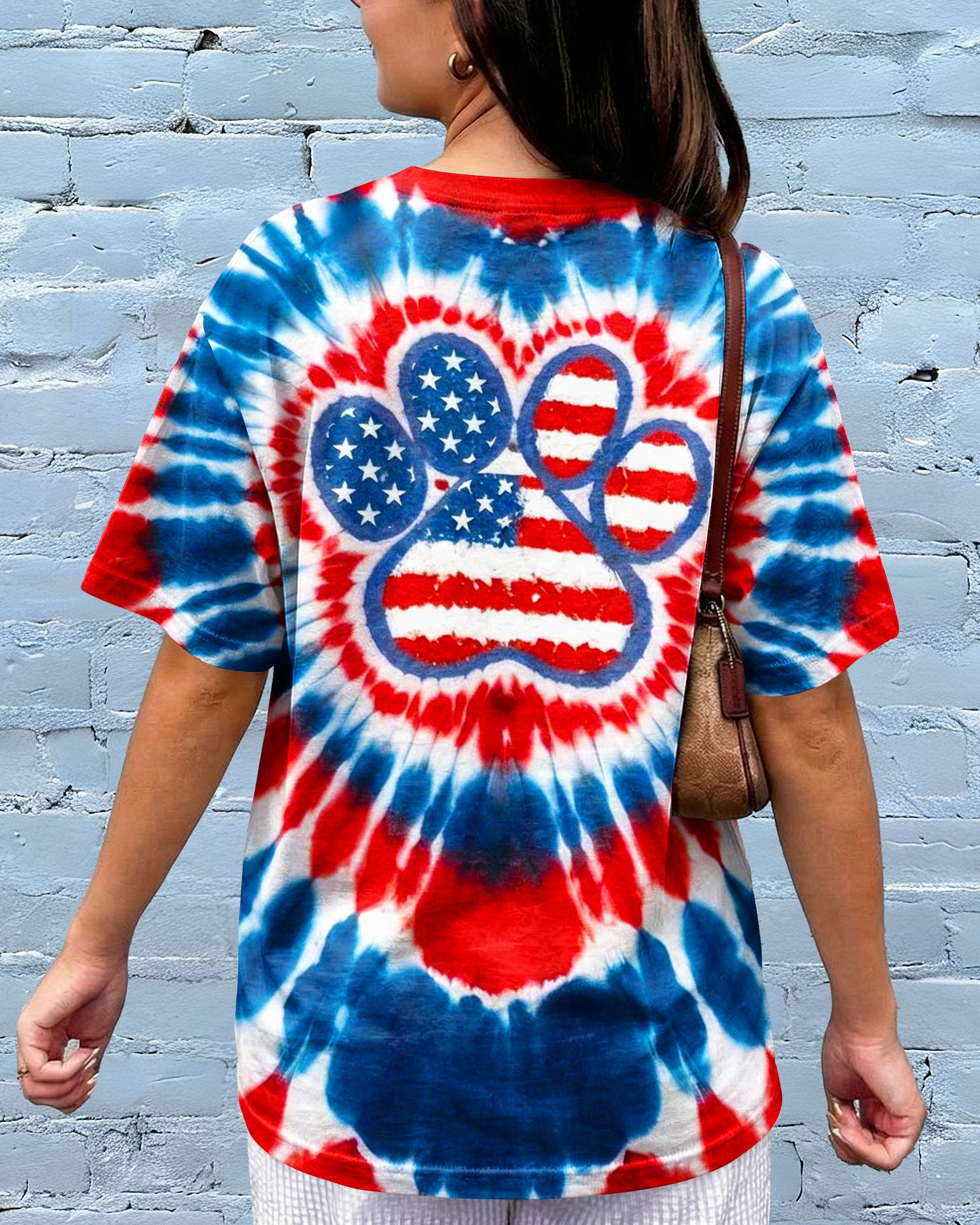 PAW PRINT RED WHITE & BLUE HEART SWIRL ALL OVER PRINT - TLNO1803262