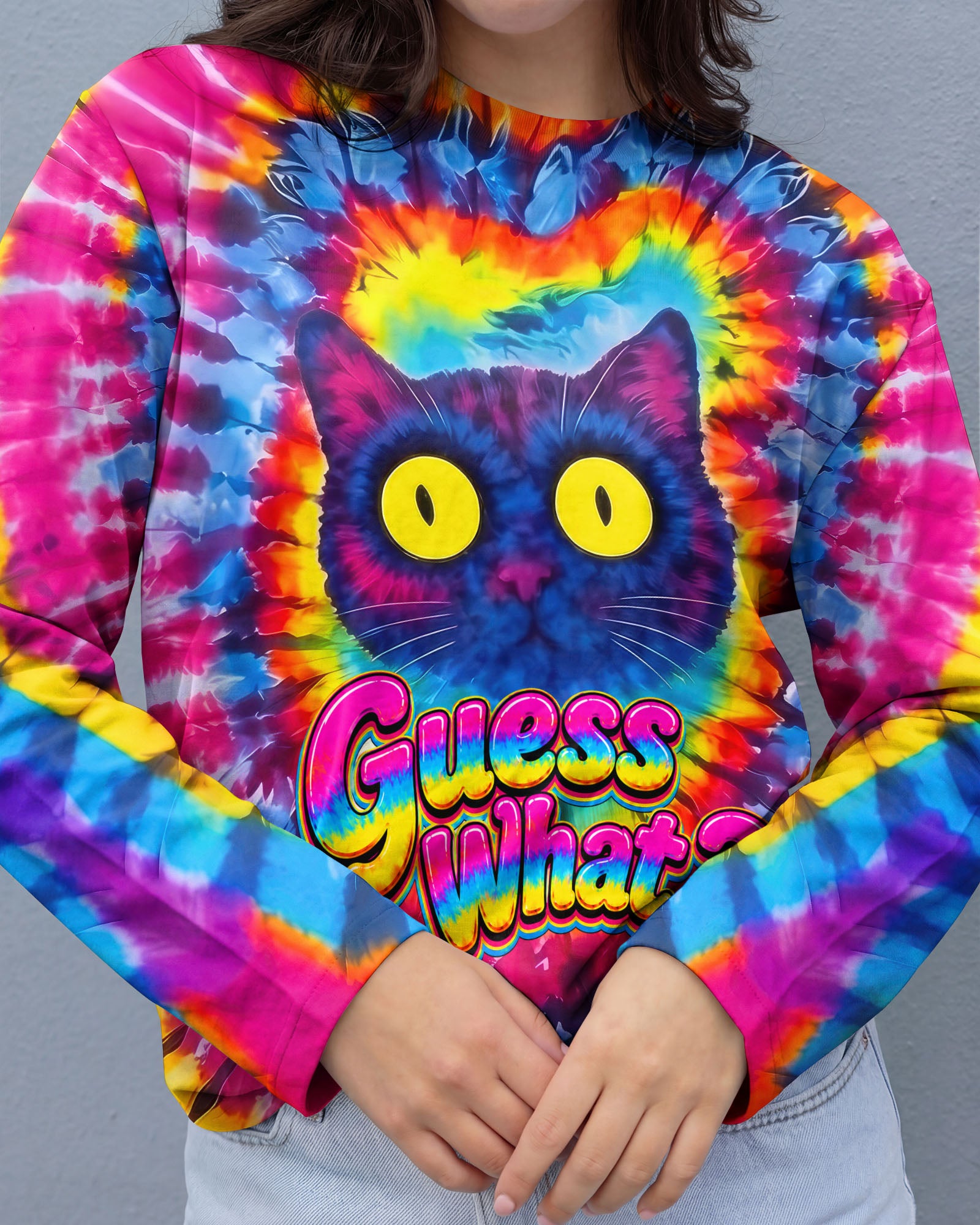 GUESS WHAT FUNNY CAT ALL OVER PRINT - TLNO1805261
