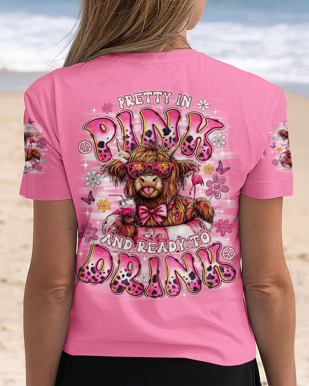 PRETTY IN PINK COW ALL OVER PRINT  - TLNO1807252