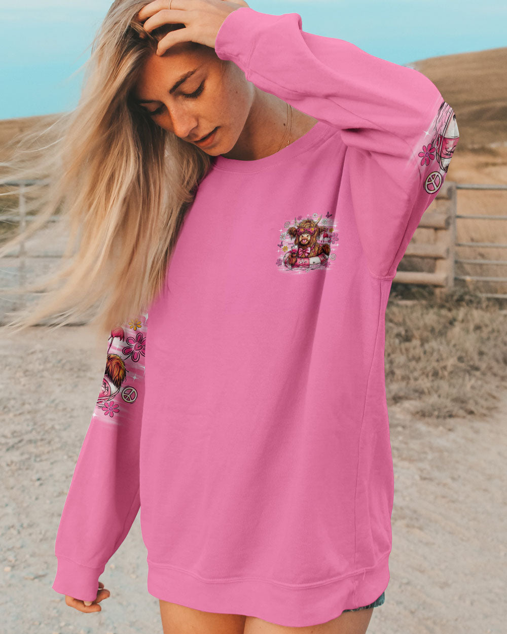 PRETTY IN PINK COW ALL OVER PRINT  - TLNO1807252