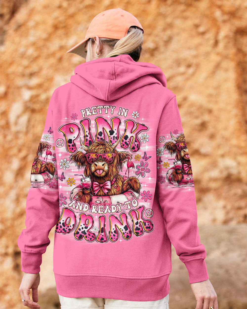 PRETTY IN PINK COW ALL OVER PRINT  - TLNO1807252