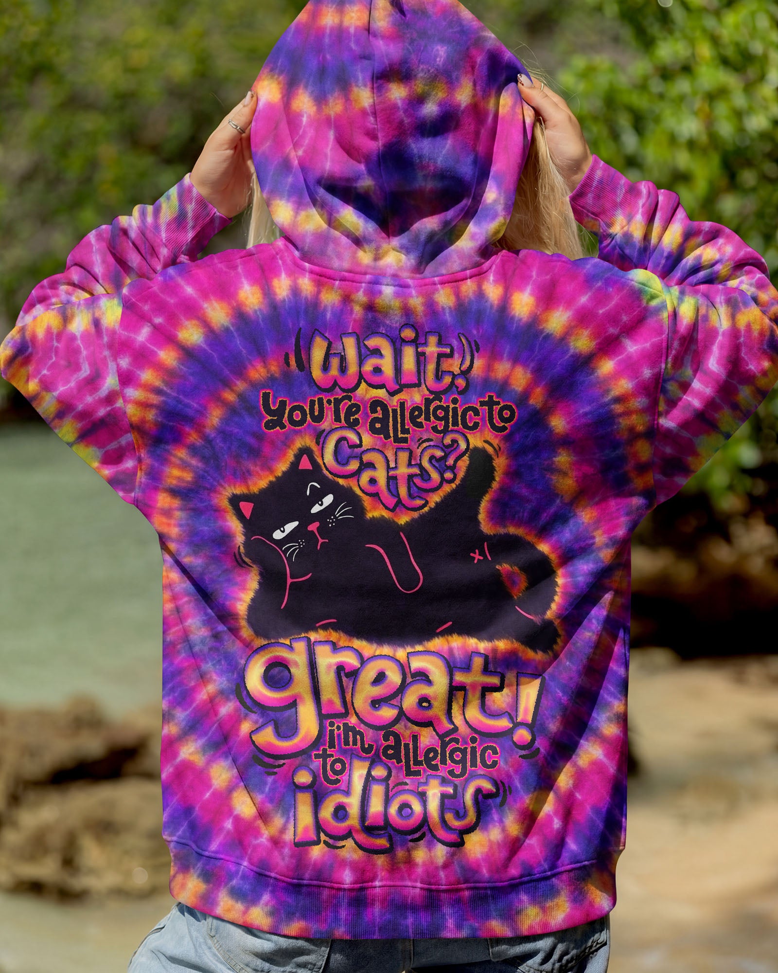 WAIT YOU'RE ALLERGIC TO CATS SWIRL ALL OVER PRINT   - TLNO1901261