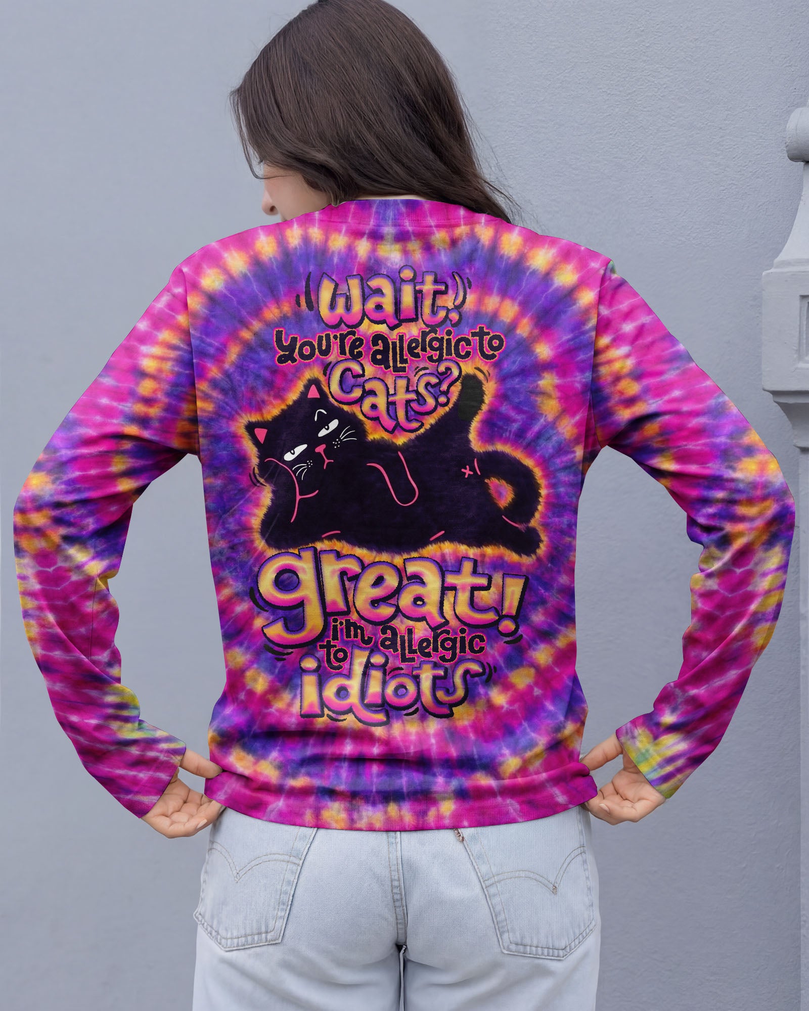 WAIT YOU'RE ALLERGIC TO CATS SWIRL ALL OVER PRINT   - TLNO1901261