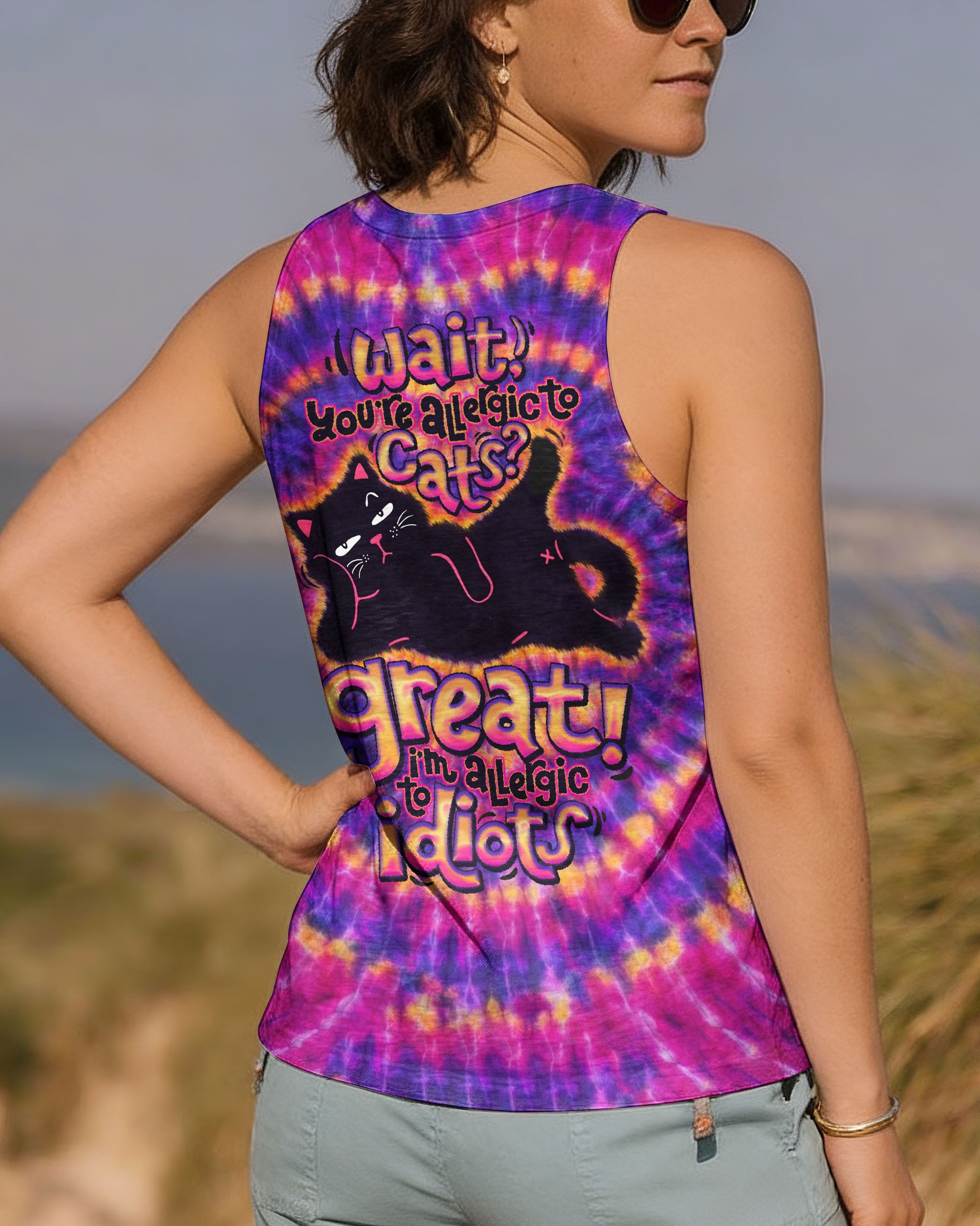 WAIT YOU'RE ALLERGIC TO CATS SWIRL ALL OVER PRINT   - TLNO1901261
