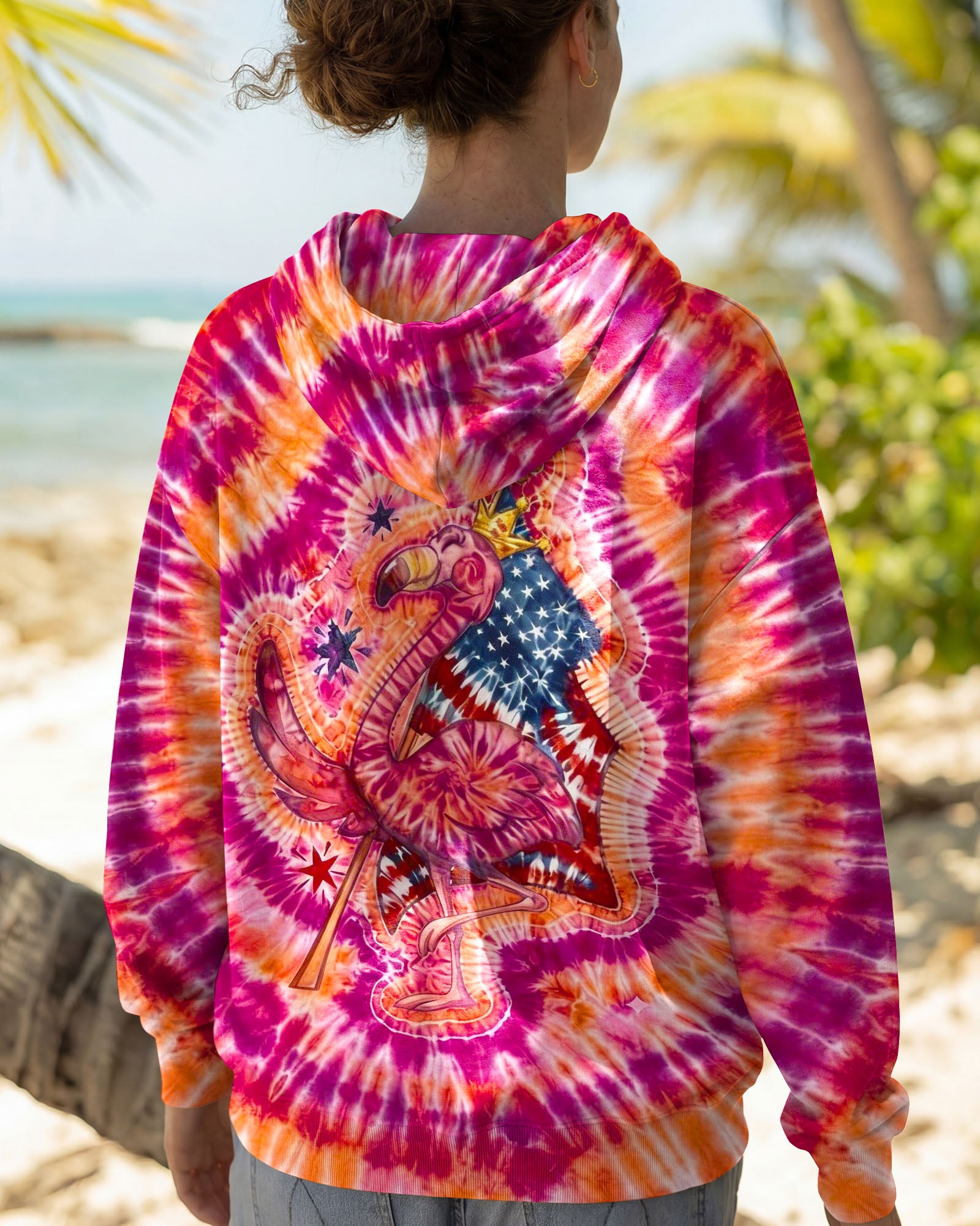 RED WHITE & BLUE FLAMINGO  SWIRL ALL OVER PRINT - TLNO1903261