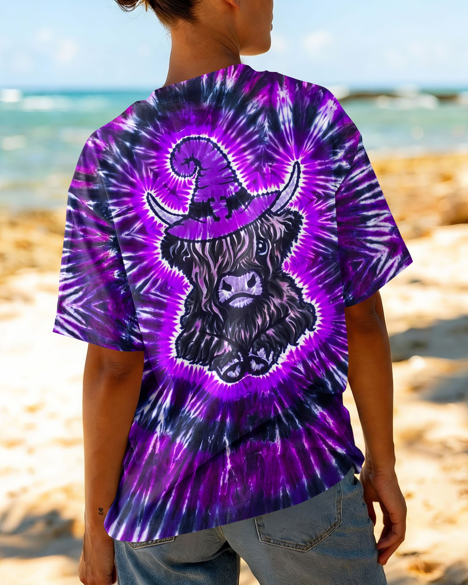 HIGHLAND COW WITCH HAT HALLOWEEN BURST ALL OVER PRINT - TLNO2107262