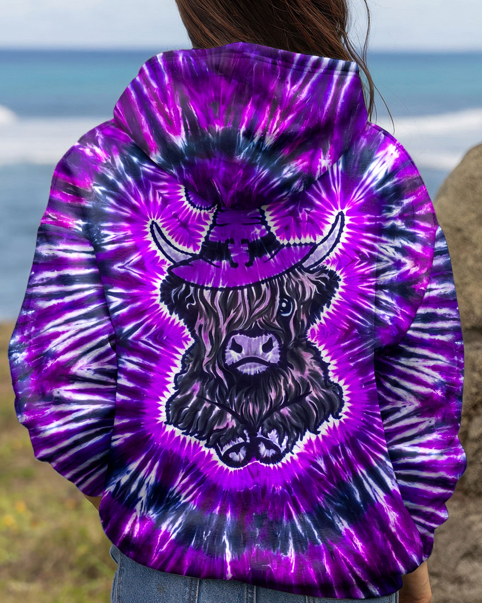 HIGHLAND COW WITCH HAT HALLOWEEN BURST ALL OVER PRINT - TLNO2107262