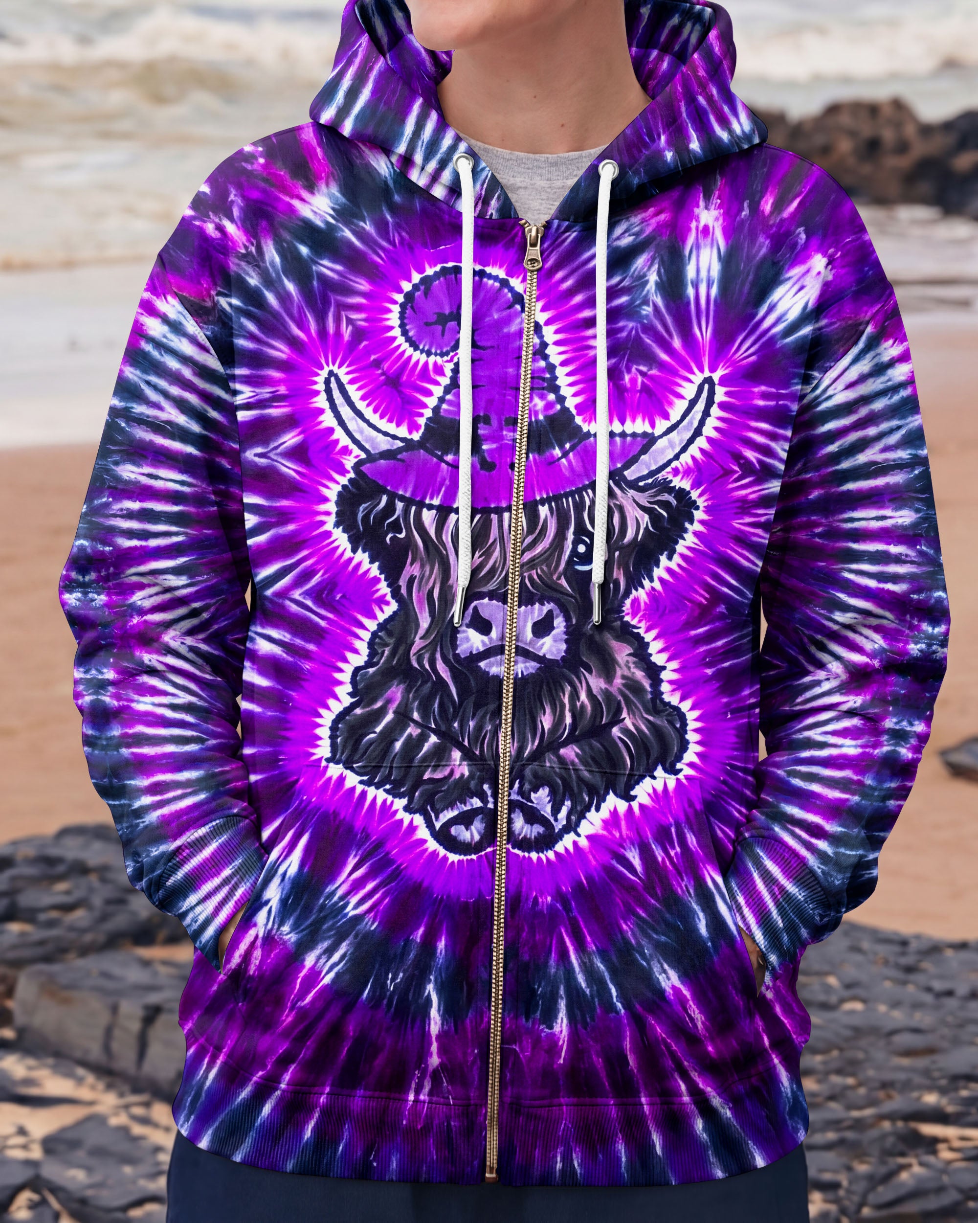 HIGHLAND COW WITCH HAT HALLOWEEN BURST ALL OVER PRINT - TLNO2107262