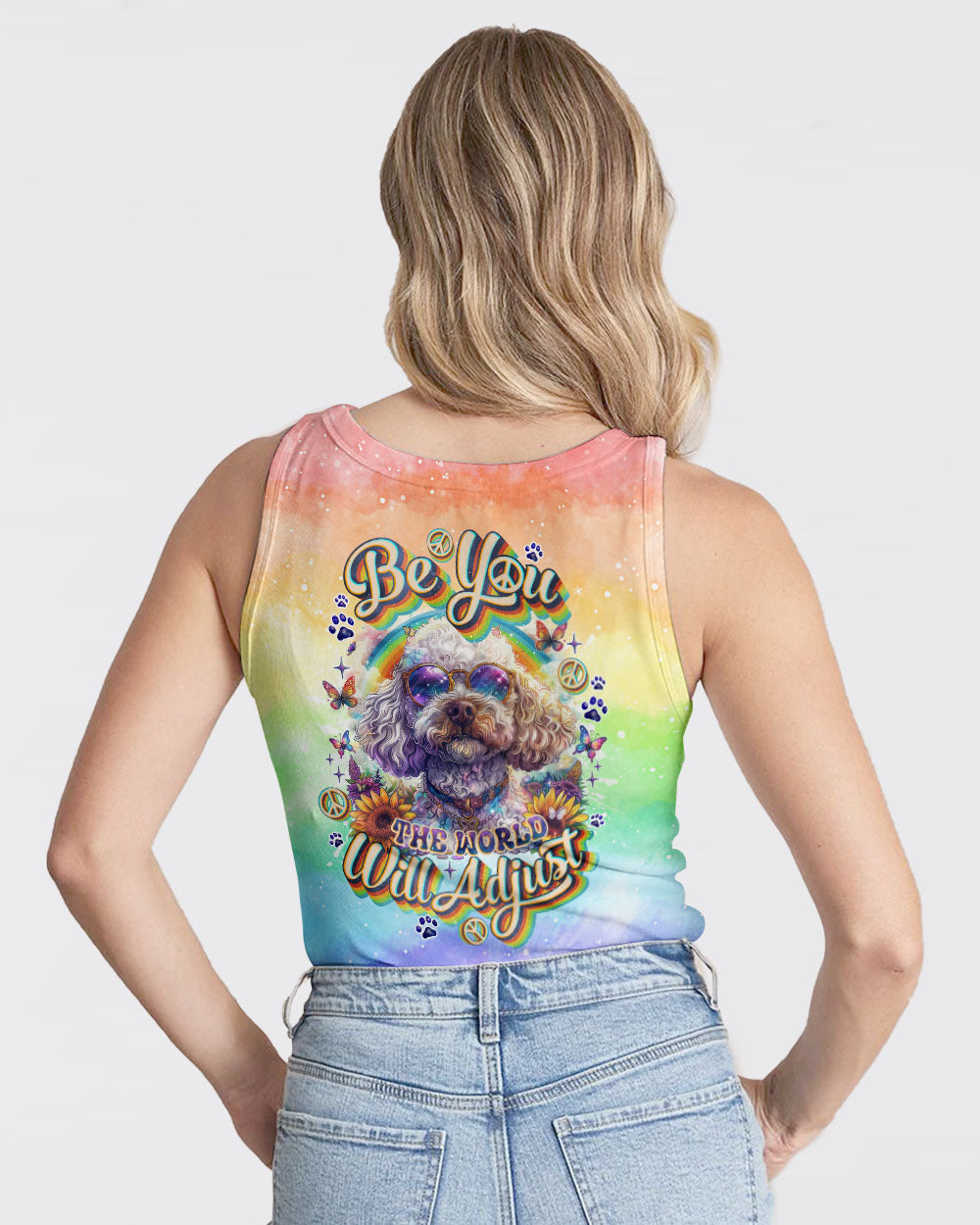 BE YOU THE WORLD WILL ADJUST POODLE DOG ALL OVER PRINT - TLNO2204241