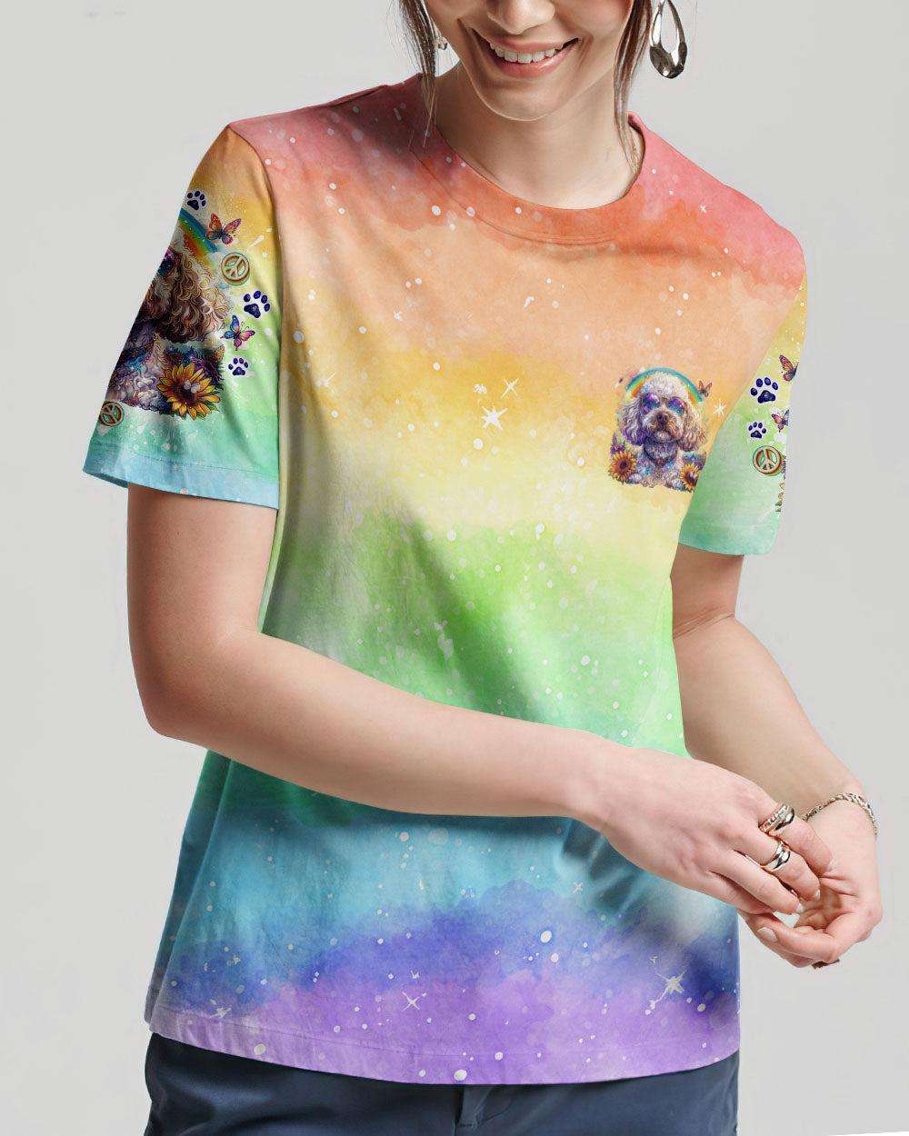 BE YOU THE WORLD WILL ADJUST POODLE DOG ALL OVER PRINT - TLNO2204241