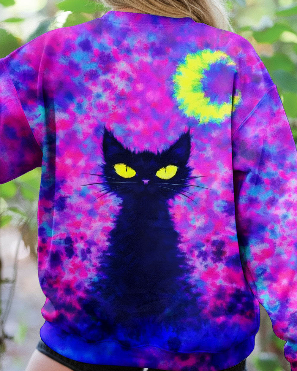 BLACK CAT CRESCENT MOON SWIRL ALL OVER PRINT - TLNO2301262