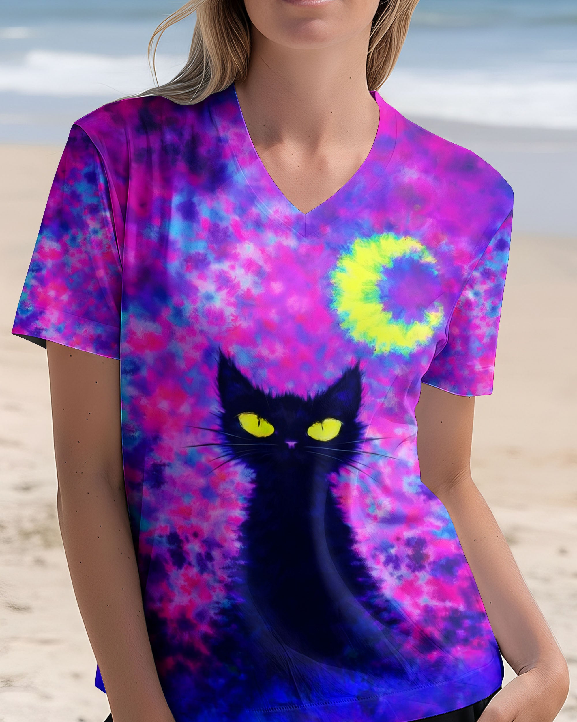 BLACK CAT CRESCENT MOON SWIRL ALL OVER PRINT - TLNO2301262