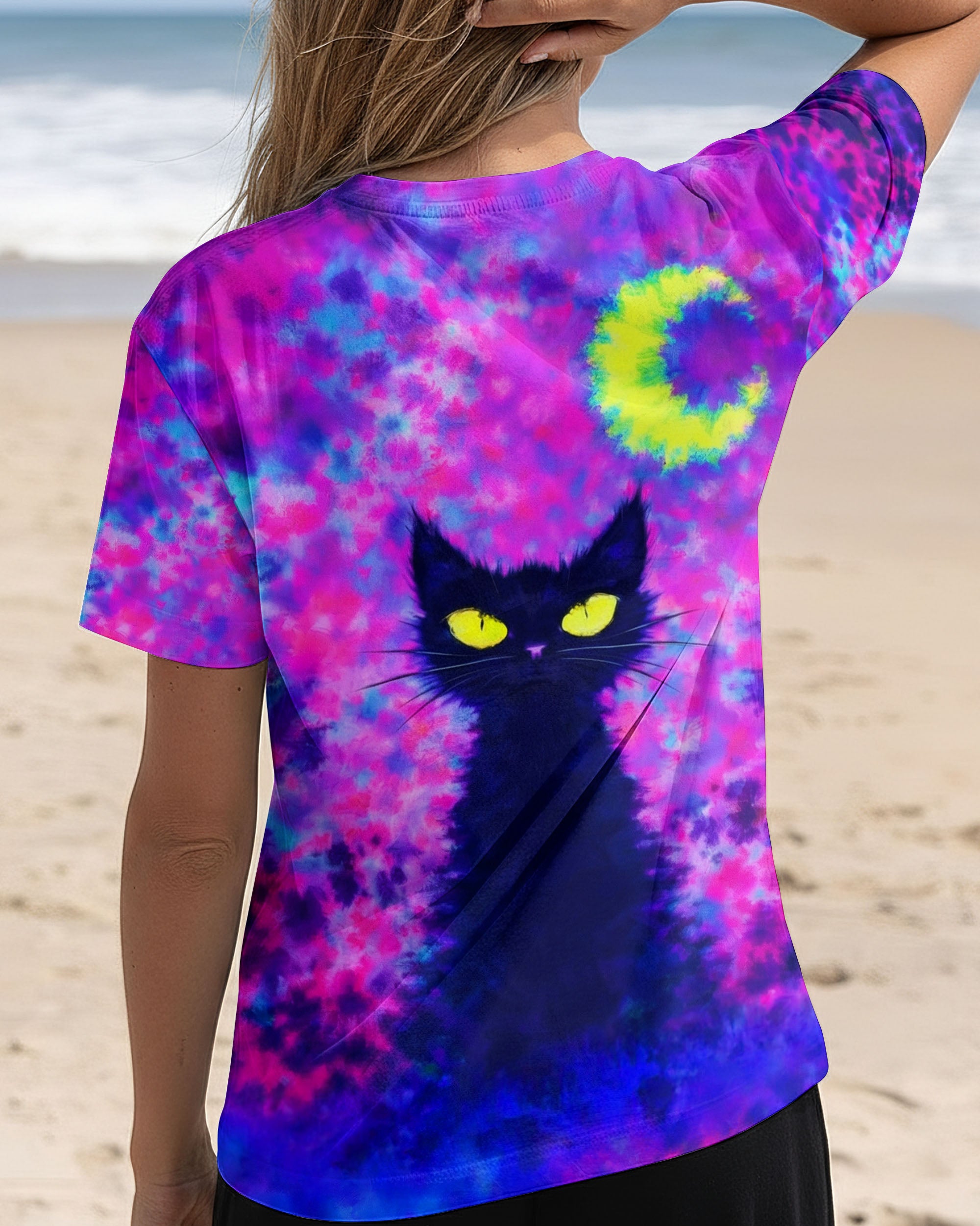 BLACK CAT CRESCENT MOON SWIRL ALL OVER PRINT - TLNO2301262