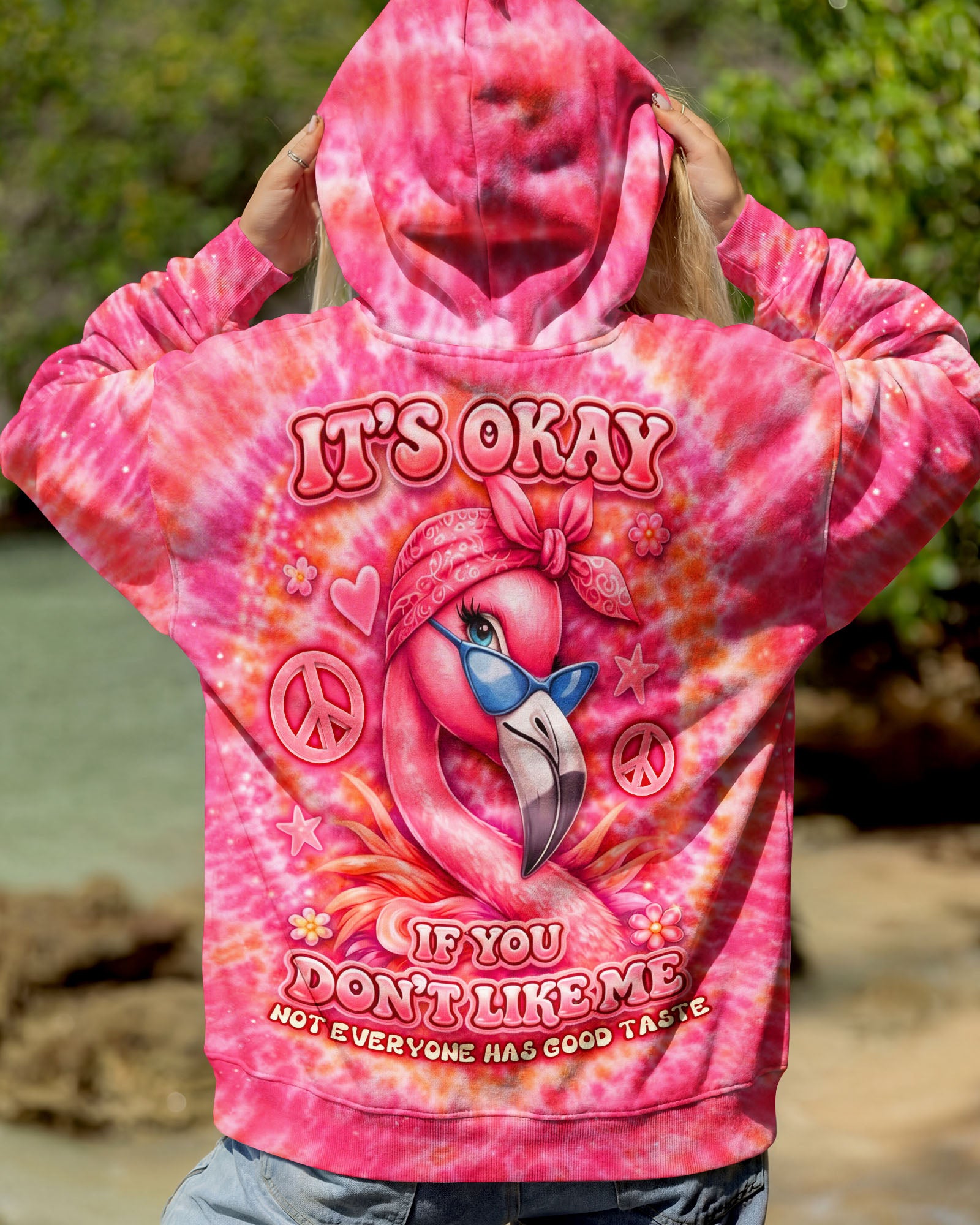 IT'S OKAY IF YOU DON'T LIKE ME FLAMINGO  SWIRL ALL OVER PRINT  - TLNO2303261