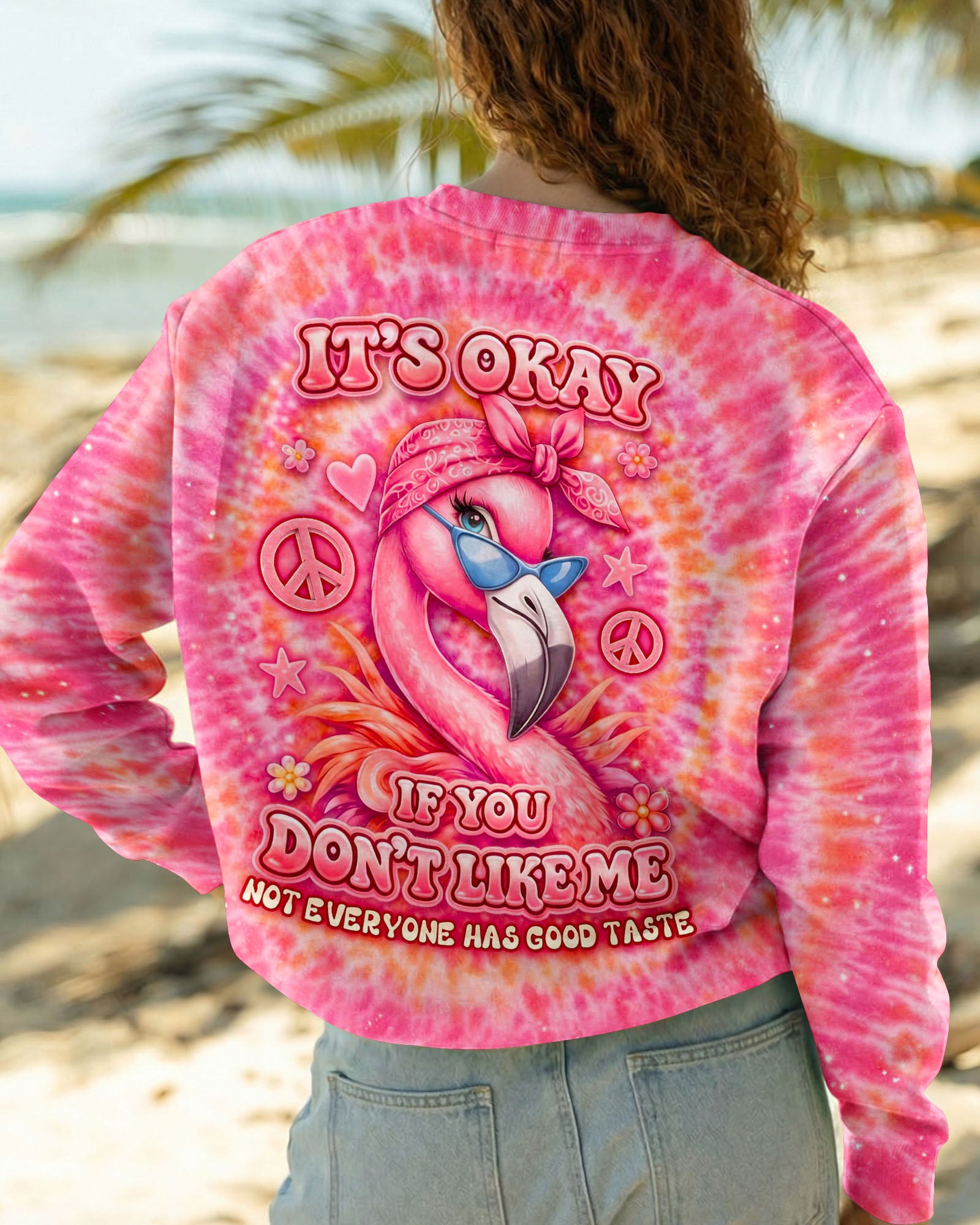 IT'S OKAY IF YOU DON'T LIKE ME FLAMINGO  SWIRL ALL OVER PRINT  - TLNO2303261