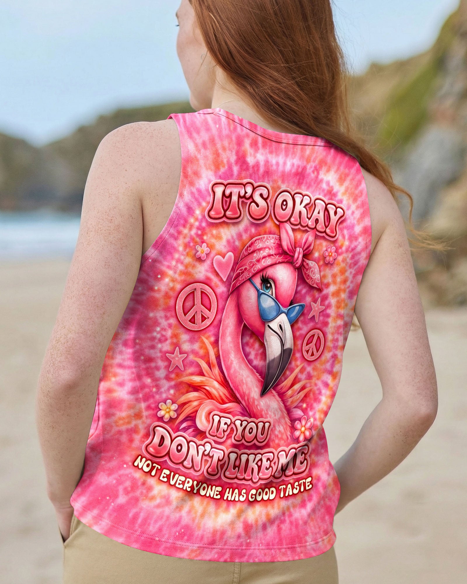 IT'S OKAY IF YOU DON'T LIKE ME FLAMINGO  SWIRL ALL OVER PRINT  - TLNO2303261