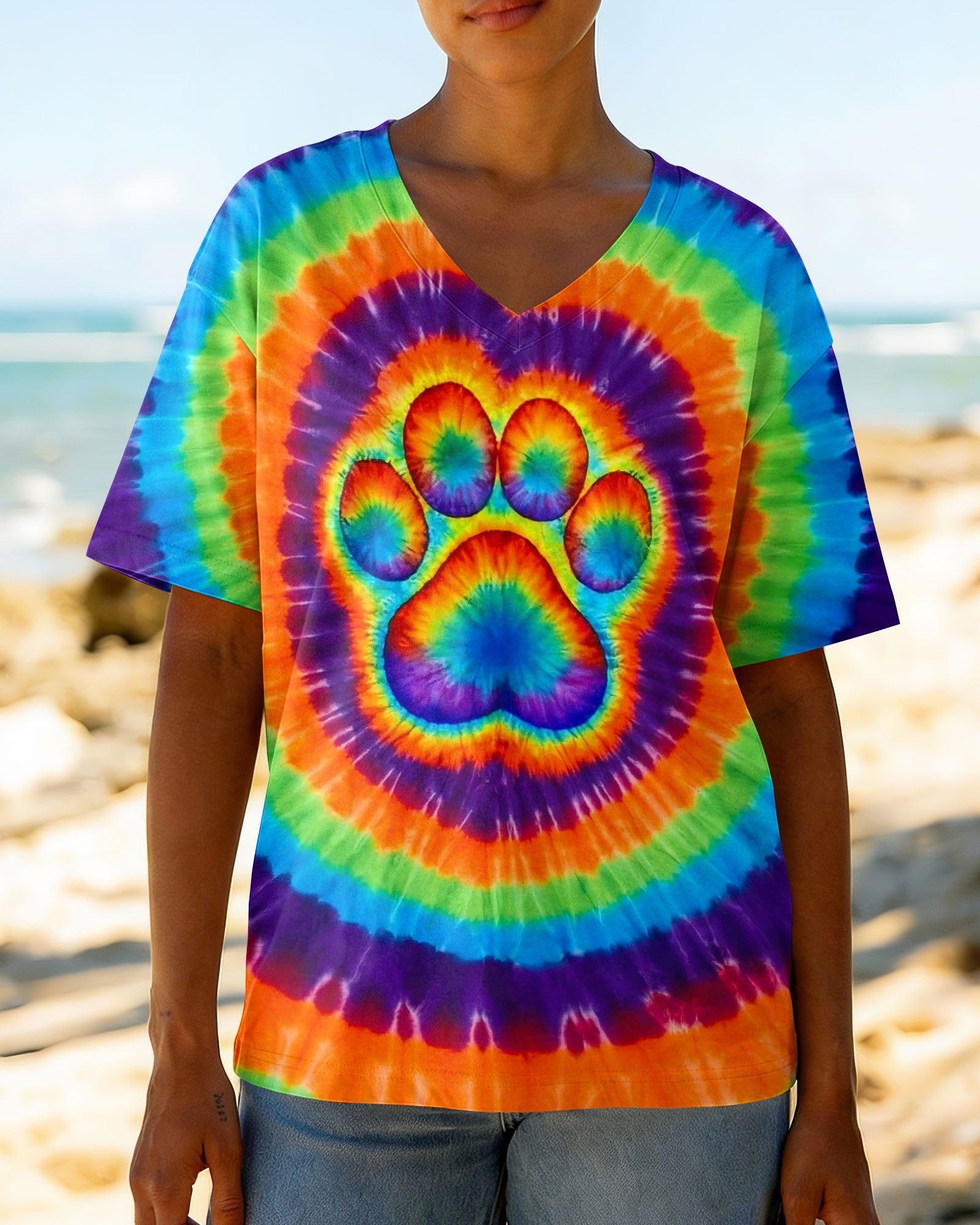 PAW PRINT COLORFUL SWIRL ALL OVER PRINT  - TLNO2402261