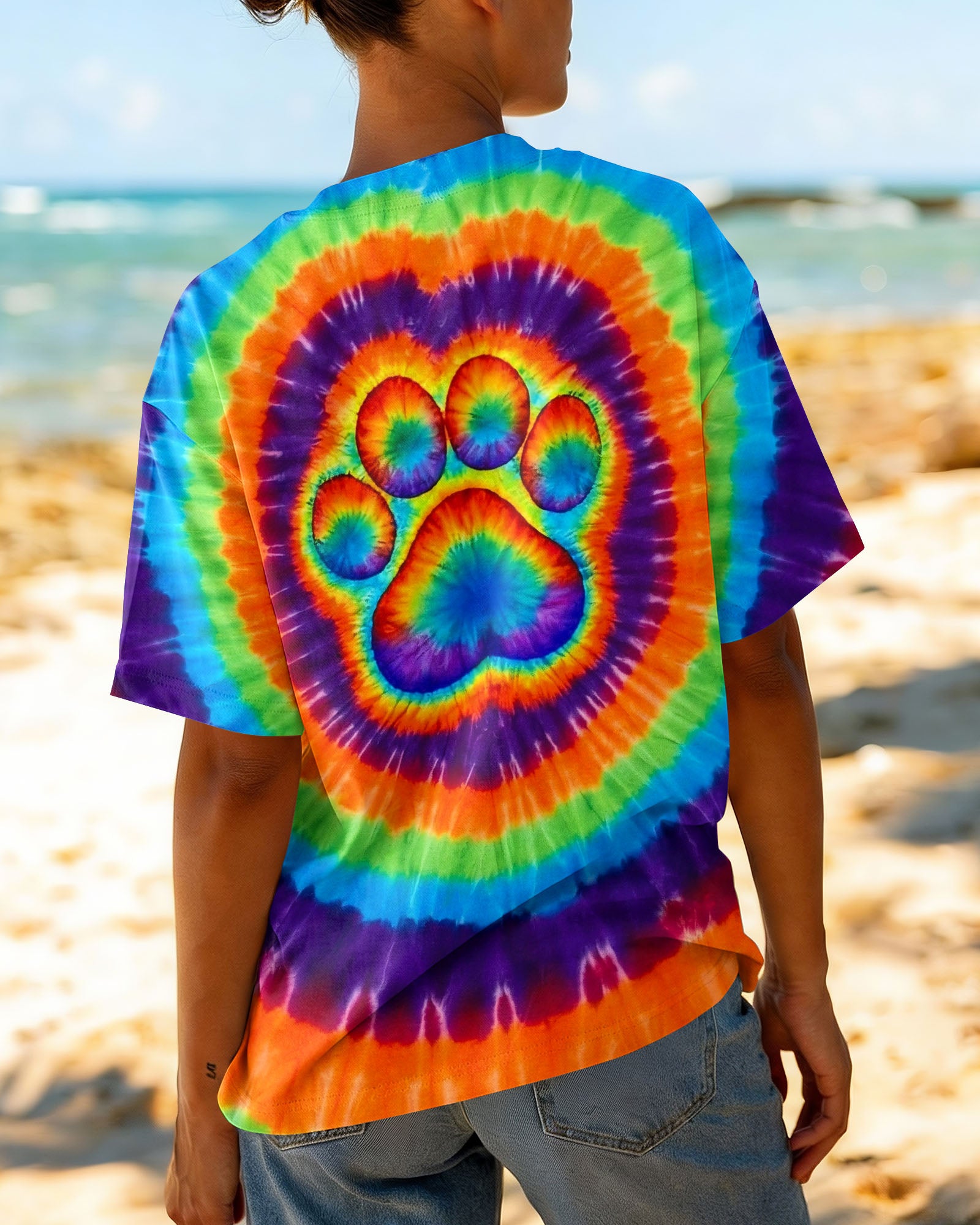 PAW PRINT COLORFUL SWIRL ALL OVER PRINT  - TLNO2402261