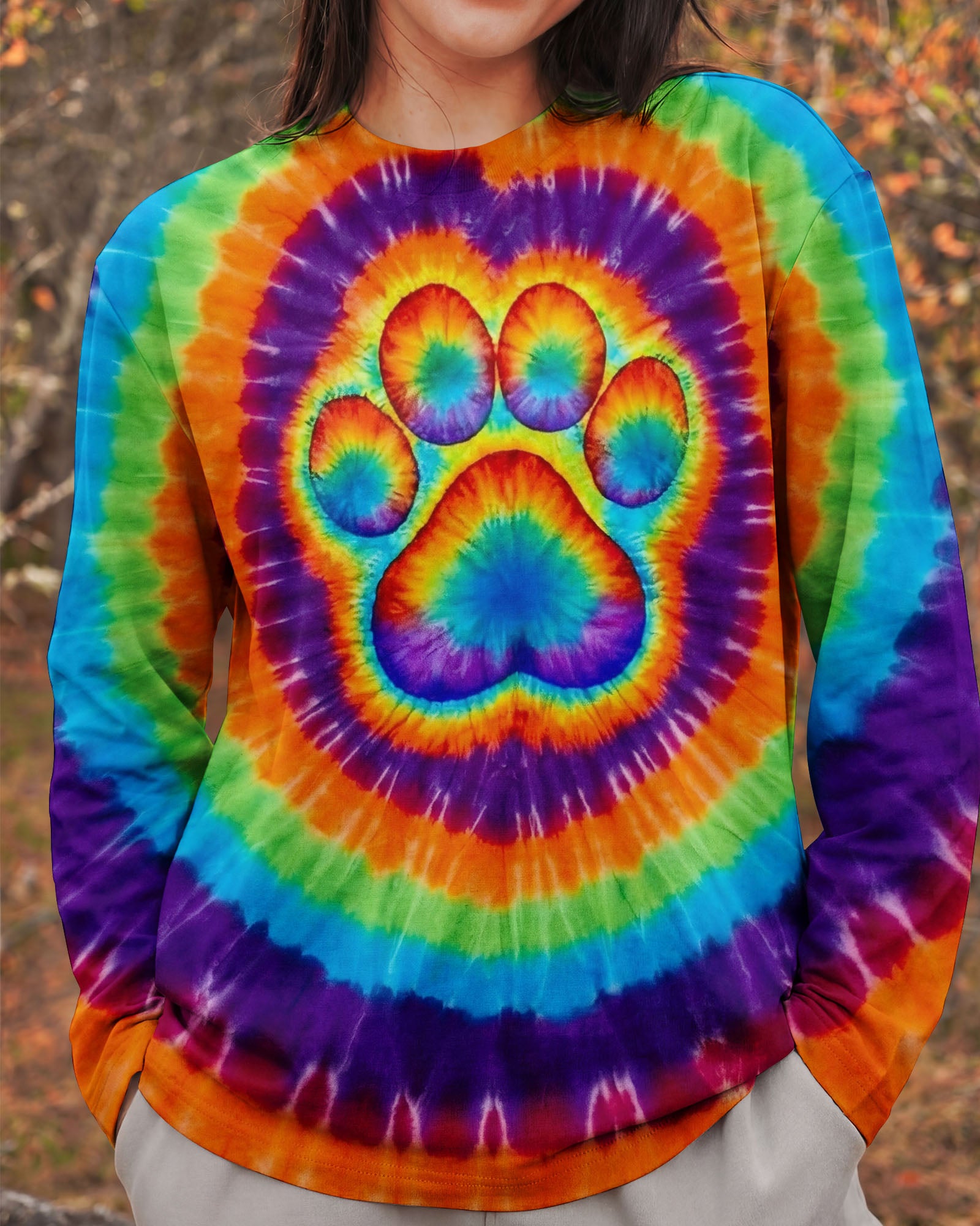 PAW PRINT COLORFUL SWIRL ALL OVER PRINT  - TLNO2402261