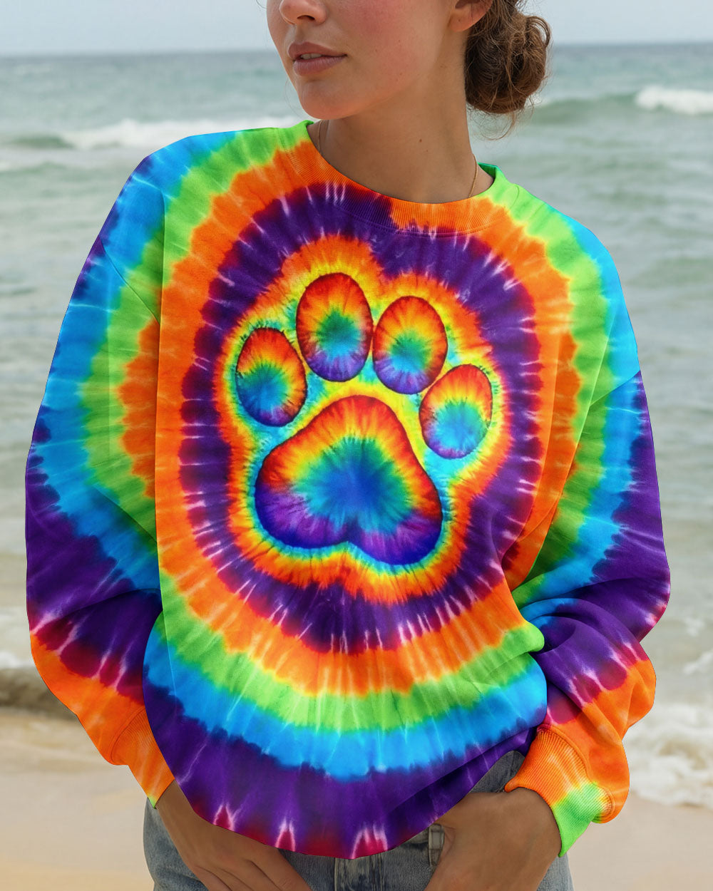 PAW PRINT COLORFUL SWIRL ALL OVER PRINT  - TLNO2402261