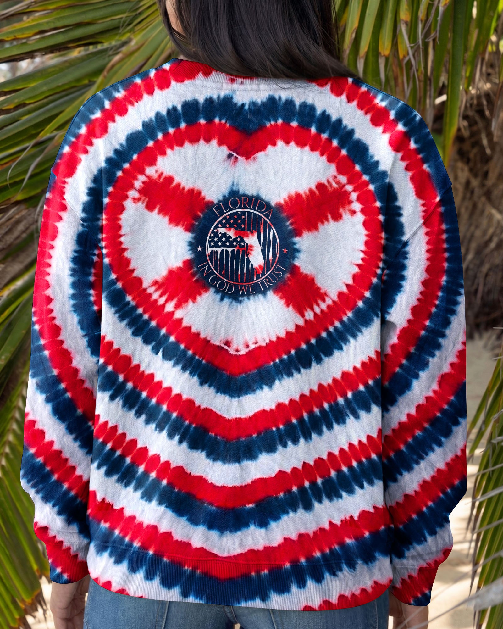 HEART FLORIDA STATE RED WHITE & BLUE SWIRL ALL OVER PRINT - TLNO2406262