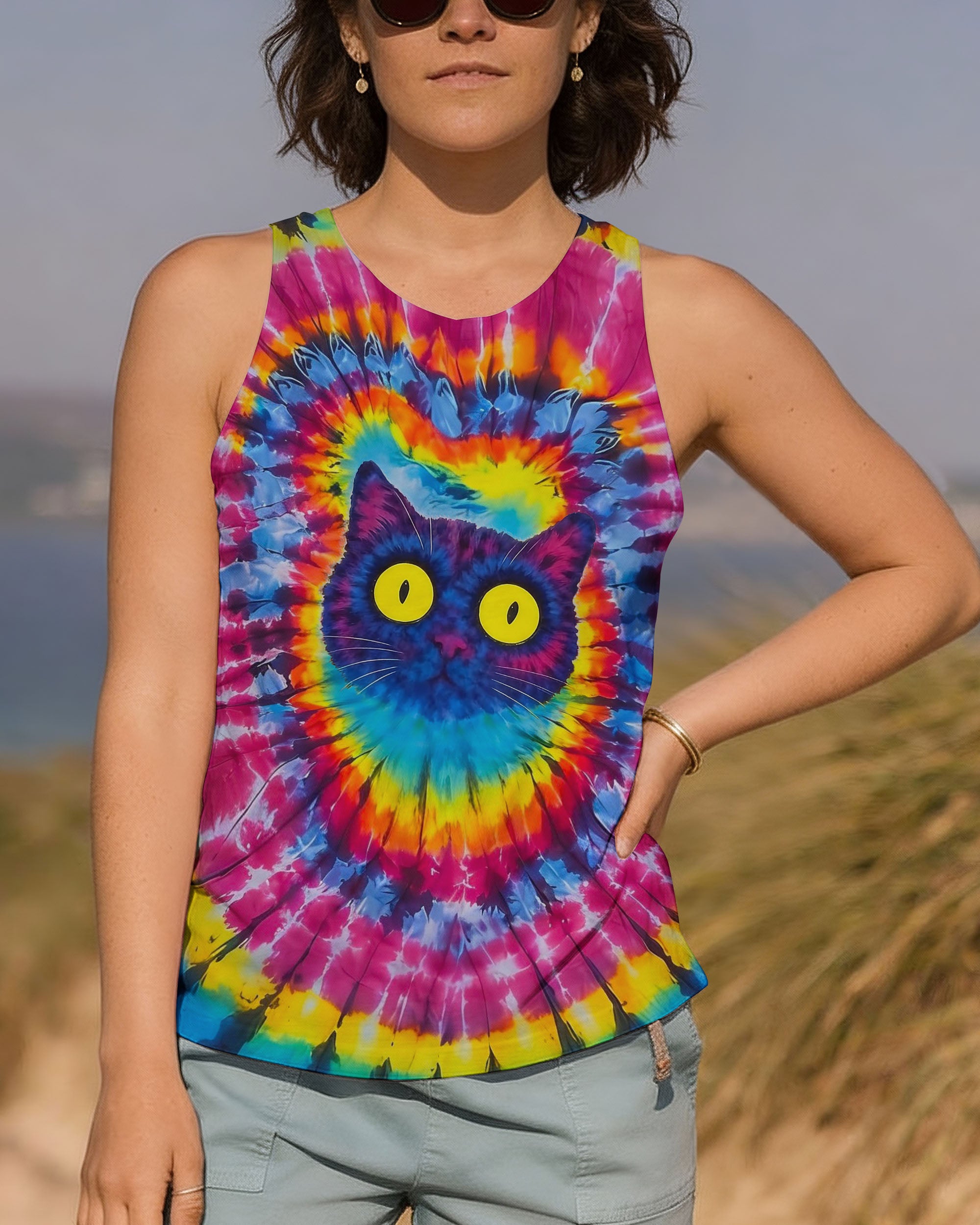 CAT COLORFUL SWIRL PATTERN ALL OVER PRINT - TLNO2412252