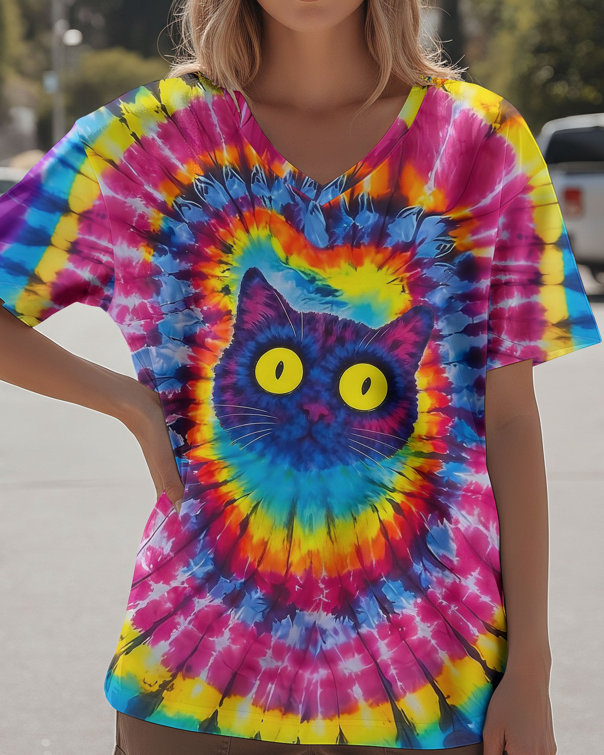 CAT COLORFUL SWIRL PATTERN ALL OVER PRINT - TLNO2412252