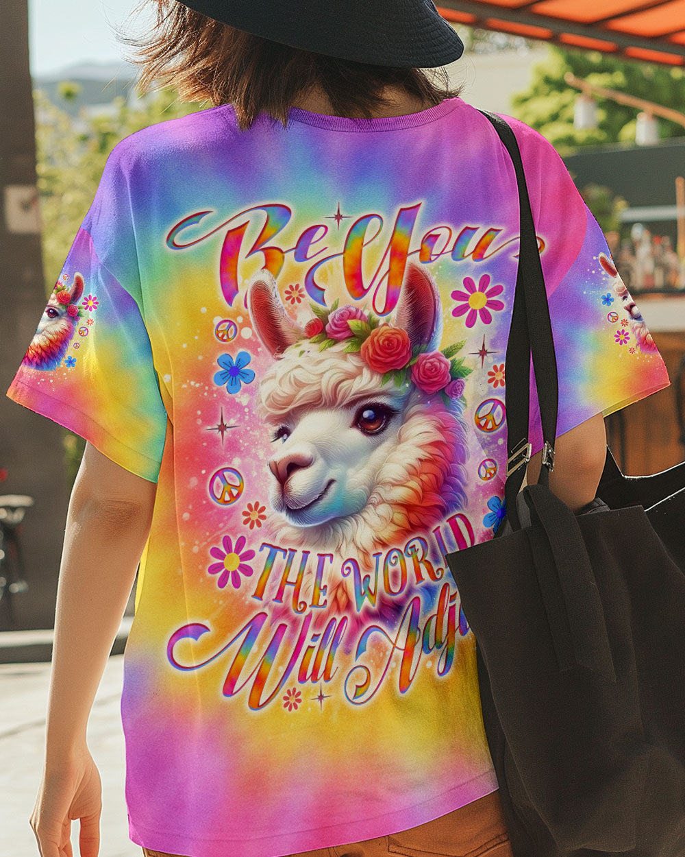 BE YOU THE WORLD WILL ADJUST LLAMA TIE DYE ALL OVER PRINT - TLNO2505253