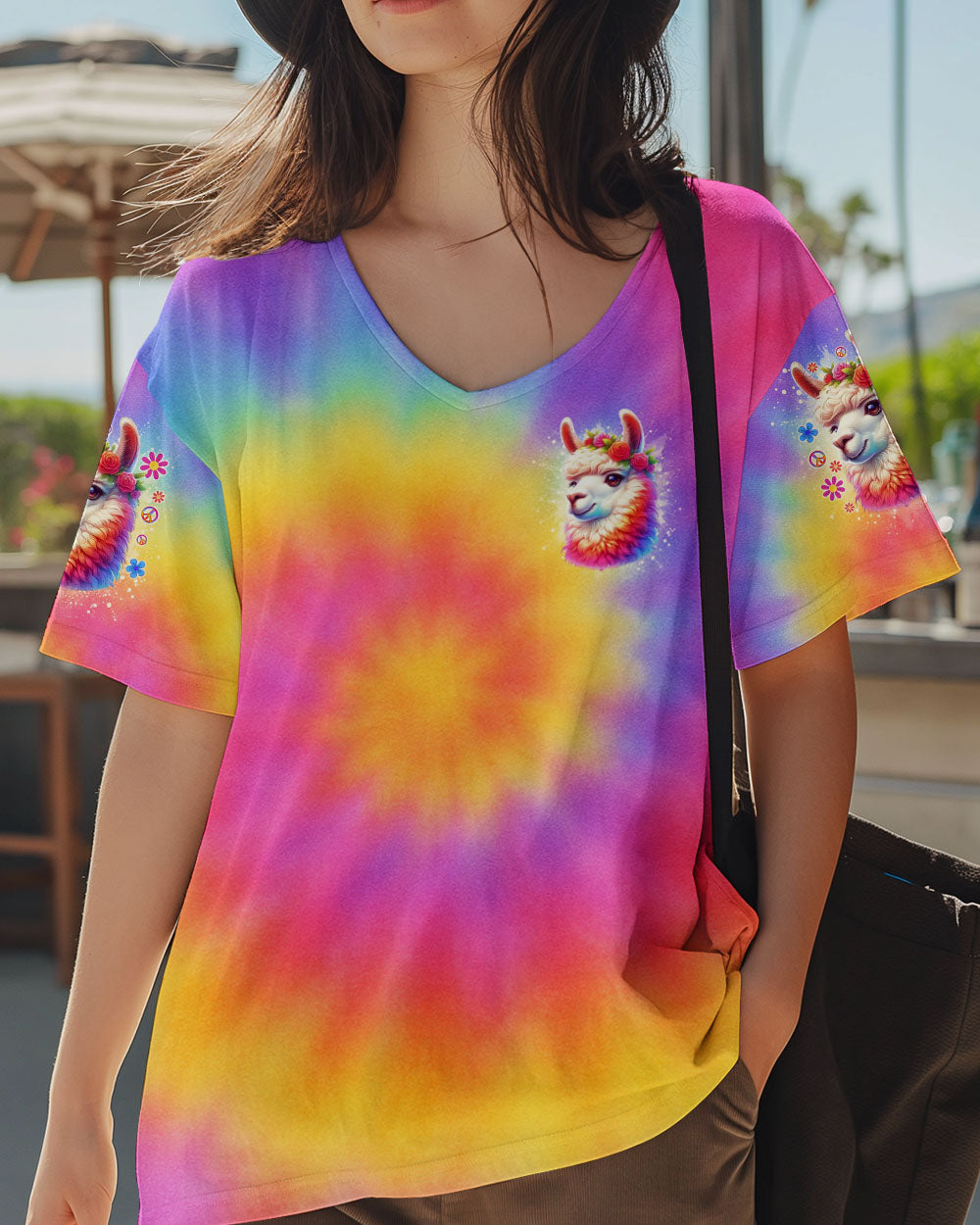 BE YOU THE WORLD WILL ADJUST LLAMA TIE DYE ALL OVER PRINT - TLNO2505253