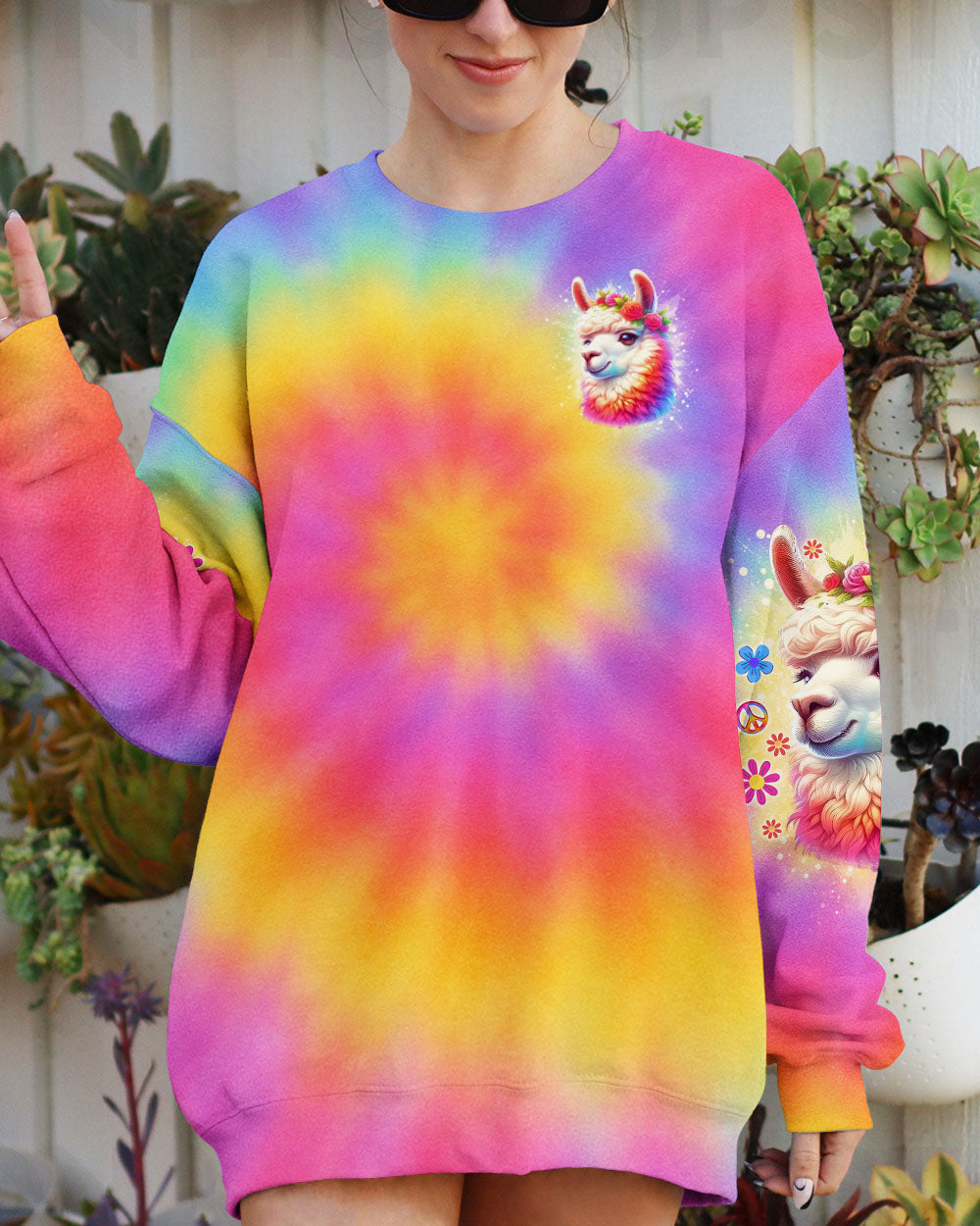 BE YOU THE WORLD WILL ADJUST LLAMA TIE DYE ALL OVER PRINT - TLNO2505253