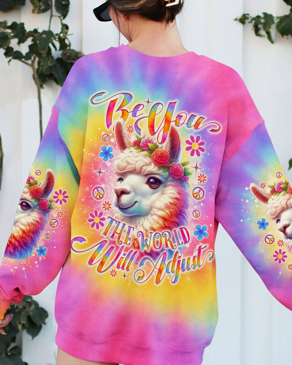 BE YOU THE WORLD WILL ADJUST LLAMA TIE DYE ALL OVER PRINT - TLNO2505253