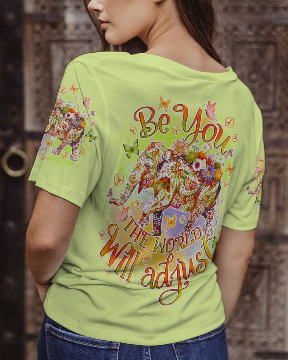 BE YOU THE WORLD WILL ADJUST ELEPHANT ALL OVER PRINT - TLNO2508231