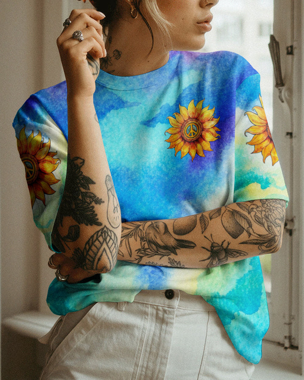 HIPPIE SOUL SUNFLOWER WATERCOLOR ALL OVER PRINT - TLNO2605232