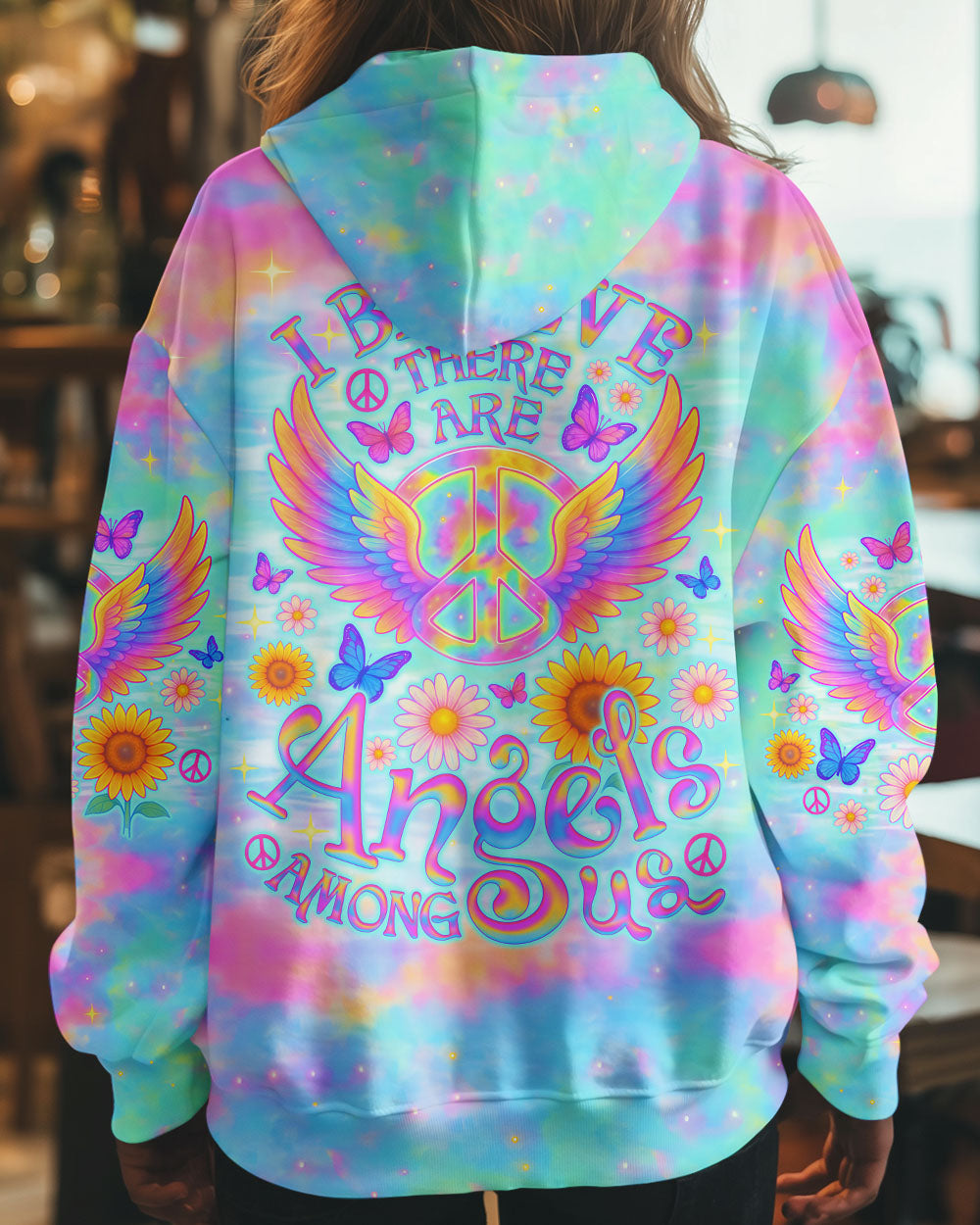 I BELIEVE THERE ARE ANGELS AMONG US WINGS TIE DYE ALL OVER PRINT  - TLNO2605252
