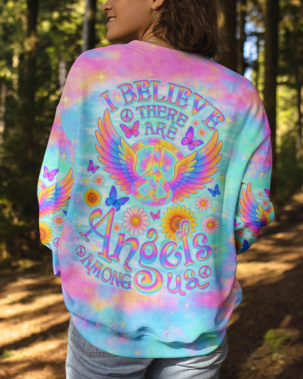 I BELIEVE THERE ARE ANGELS AMONG US WINGS TIE DYE ALL OVER PRINT  - TLNO2605252