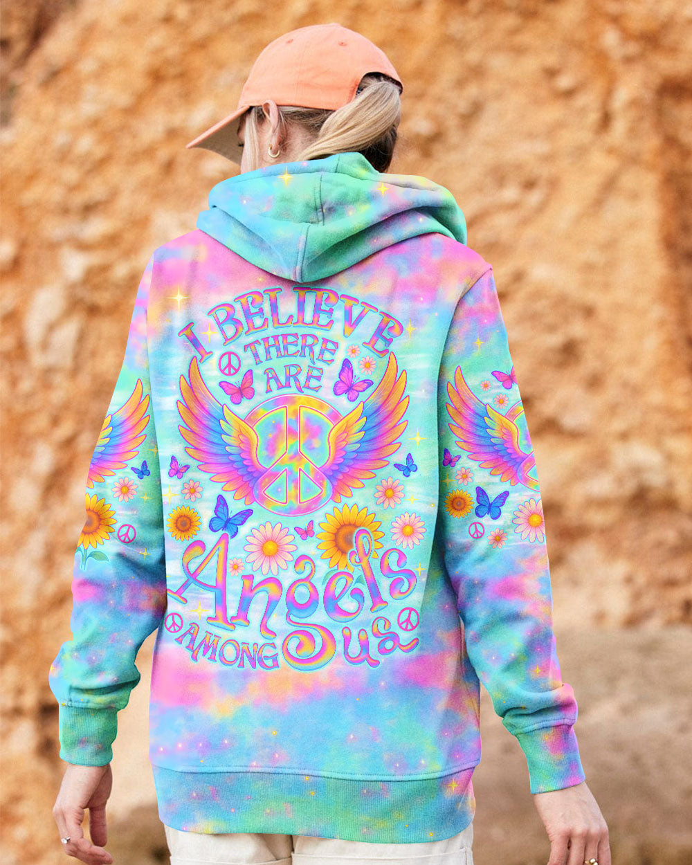I BELIEVE THERE ARE ANGELS AMONG US WINGS TIE DYE ALL OVER PRINT  - TLNO2605252