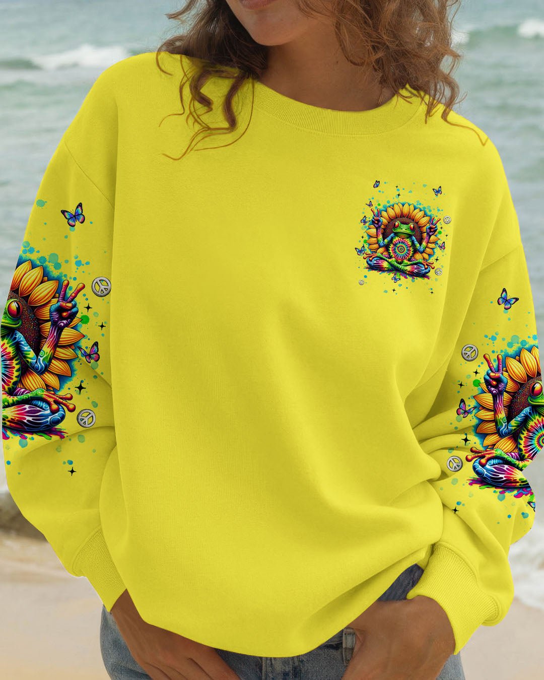 BE KIND STAY WEIRD FROG SUNFLOWER TIE DYE  ALL OVER PRINT - TLNT0108253