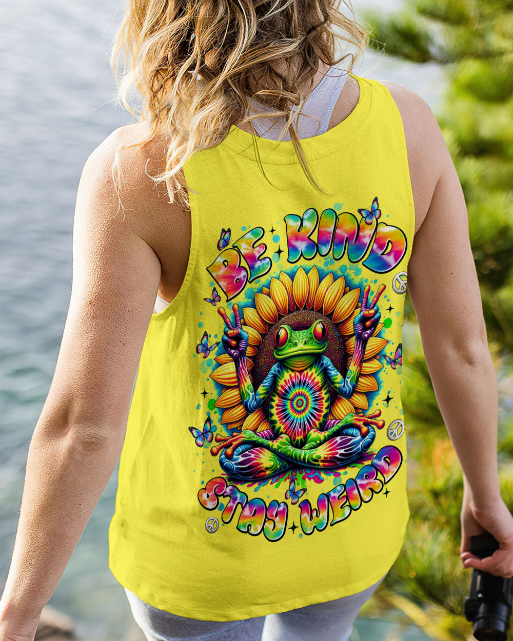 BE KIND STAY WEIRD FROG SUNFLOWER TIE DYE  ALL OVER PRINT - TLNT0108253