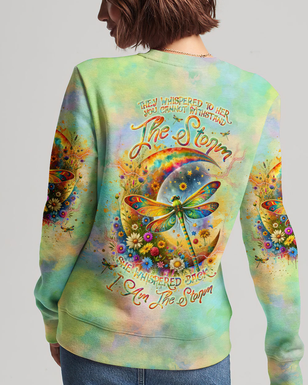 I AM THE STORM DRAGONFLY CRESCENT MOON FLORAL ALL OVER PRINT - TLNT0112232