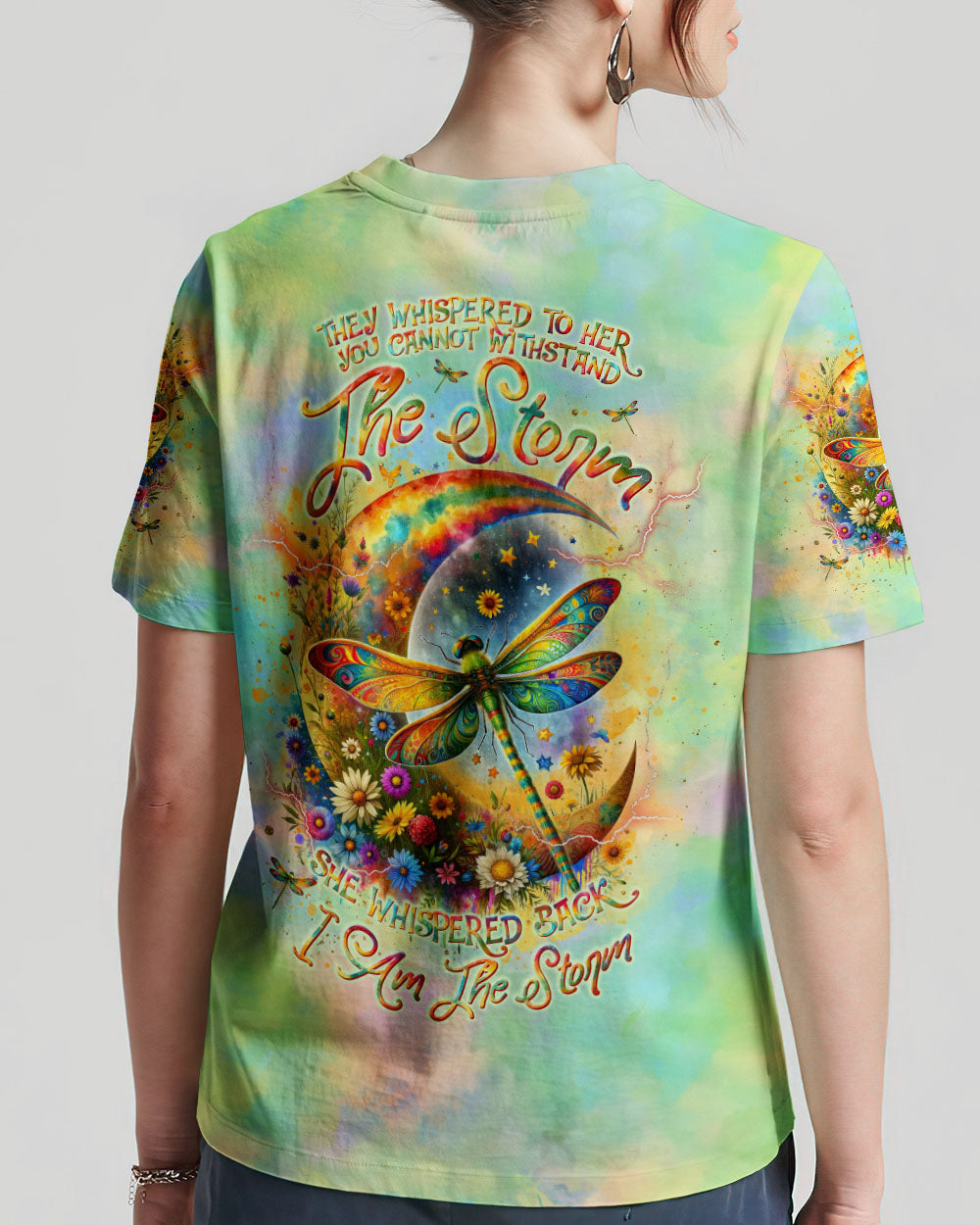 I AM THE STORM DRAGONFLY CRESCENT MOON FLORAL ALL OVER PRINT - TLNT0112232