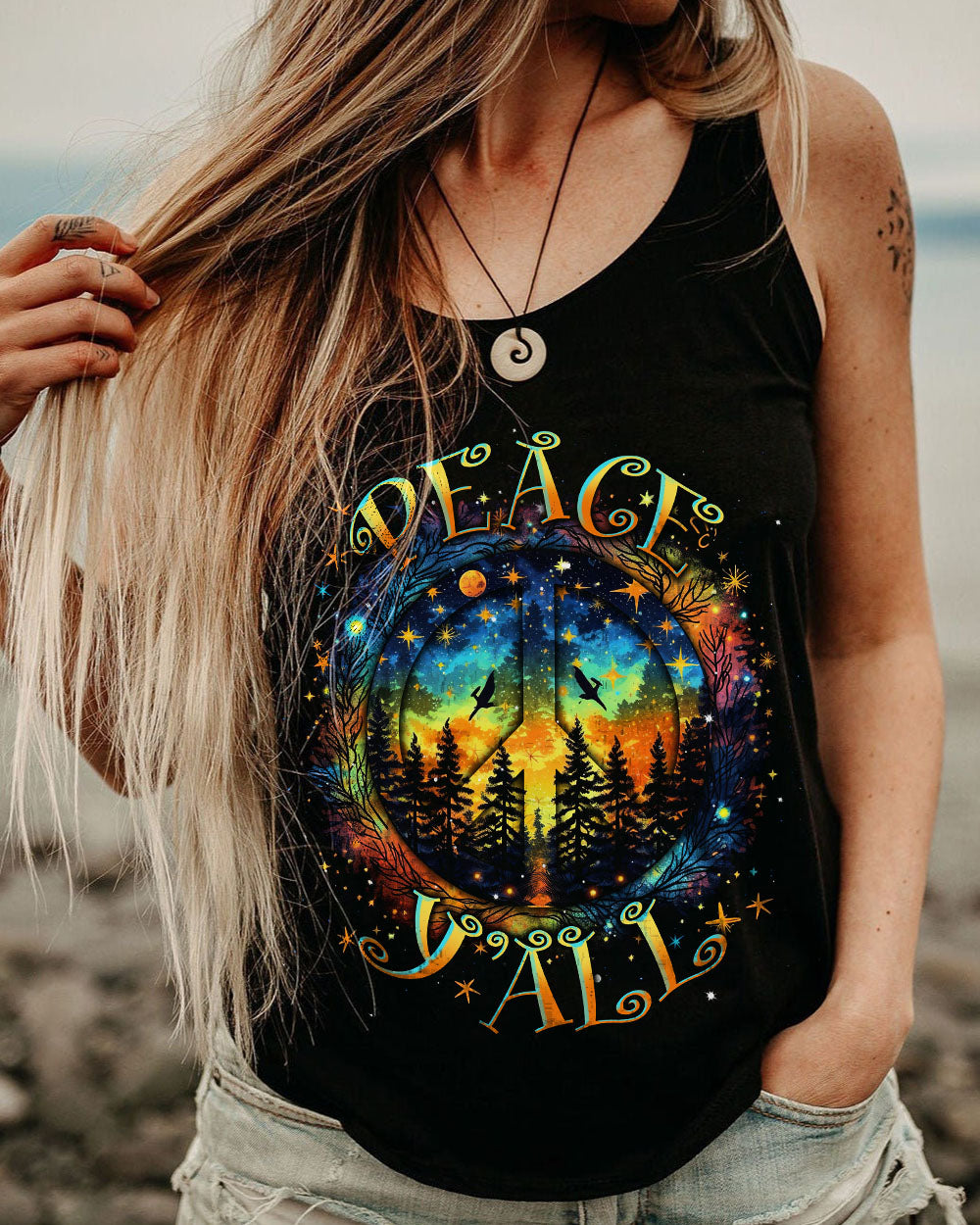 PEACE Y'ALL FOREST COLORFUL ALL OVER PRINT - TLNT0507233