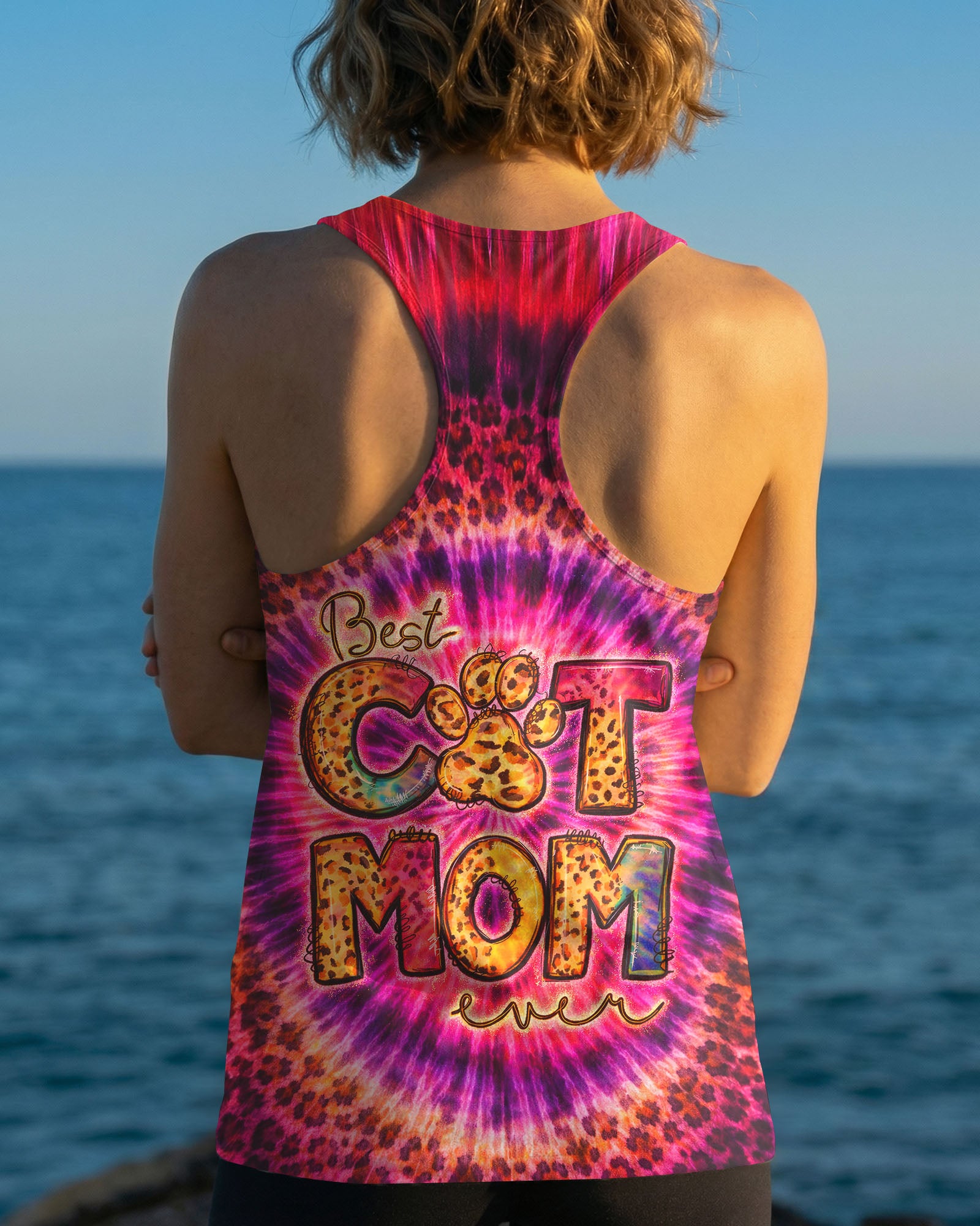 BEST CAT  MOM EVER LEOPARD SWIRL ALL OVER PRINT   - TLNT0603261
