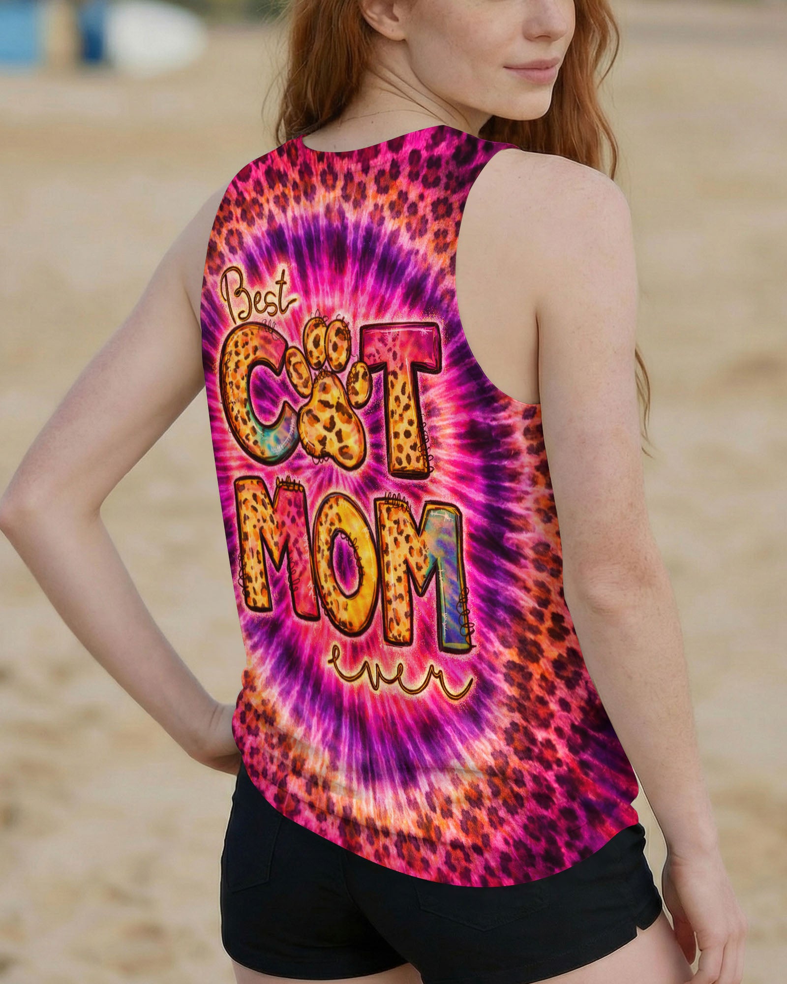 BEST CAT  MOM EVER LEOPARD SWIRL ALL OVER PRINT   - TLNT0603261